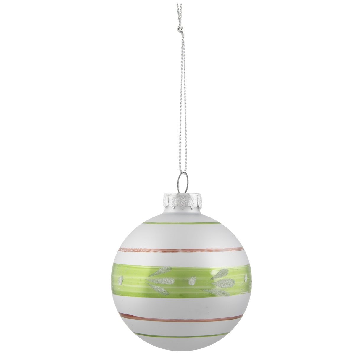  Northlight Glitter Striped Glass Christmas Ornaments - 2.75