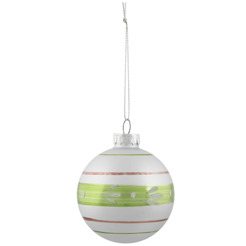 Glitter Striped Glass Christmas Ornaments - 2.75" (55 Mm) - Silver  Red and Green - 9ct