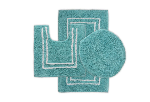 St Mary's Tufted 3 Piece Cotton Bath Rug Set With Lid