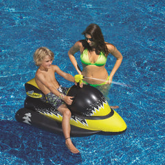 51" Yellow and Black Shark Inflatable Wet-Ski Pool Squirter With Gripped Handles