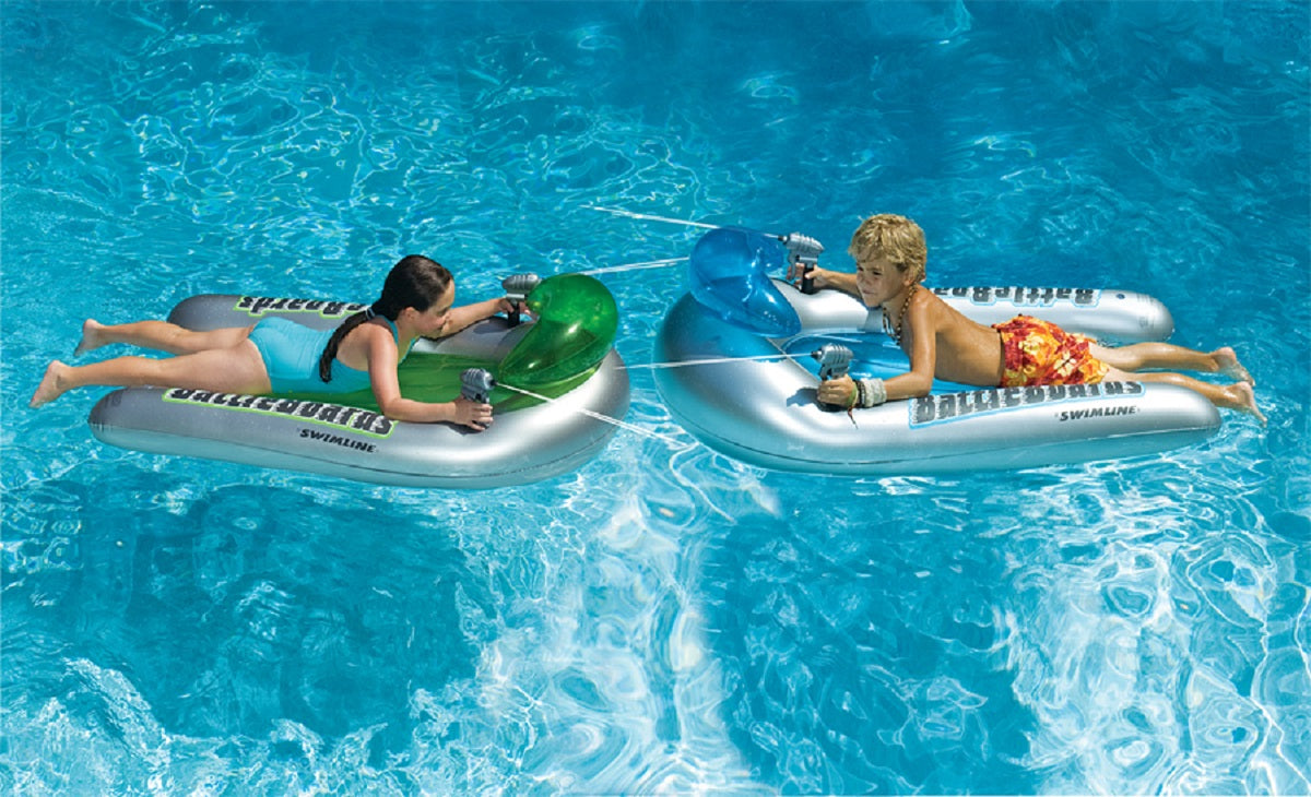  Swim Central Set of 2 Green and Blue Water Sport Inflatable Battle Board Swimming Pool Squirters - 53