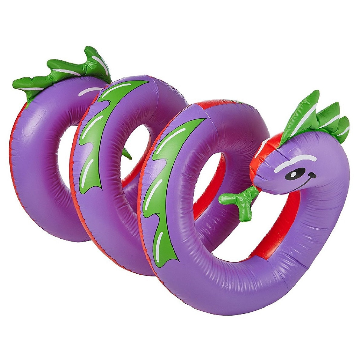  Swim Central Inflatable Purple and Green Two Headed Curly Serpent Swimming Pool Float Toy  96-Inch - Default Title - Bonton