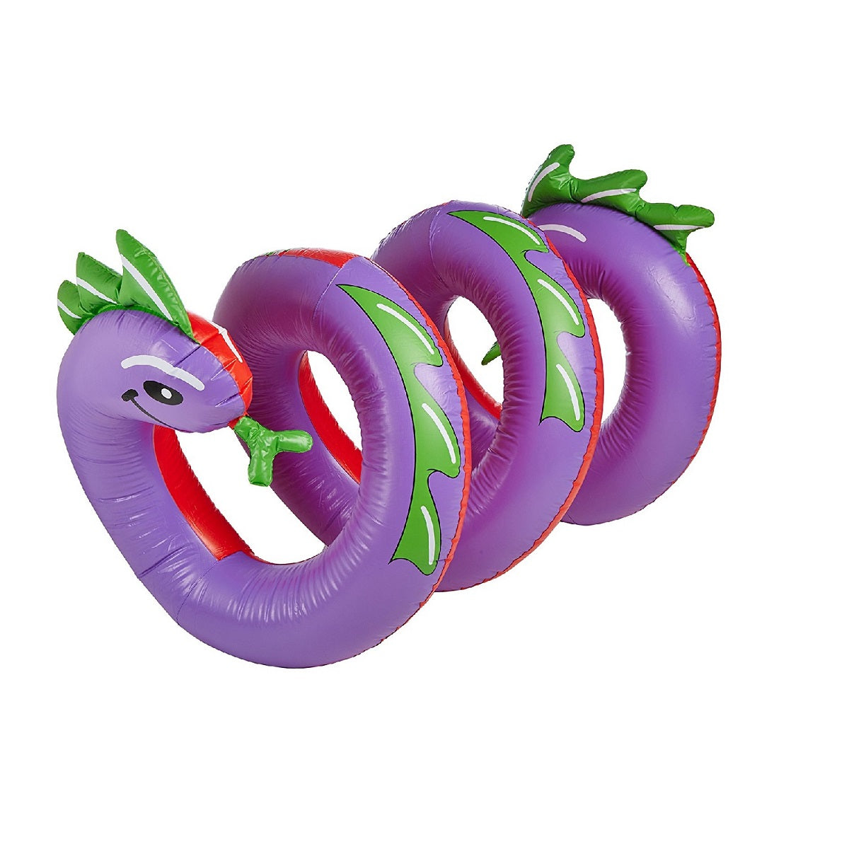  Swim Central Inflatable Purple and Green Two Headed Curly Serpent Swimming Pool Float Toy  96-Inch - Default Title - Bonton