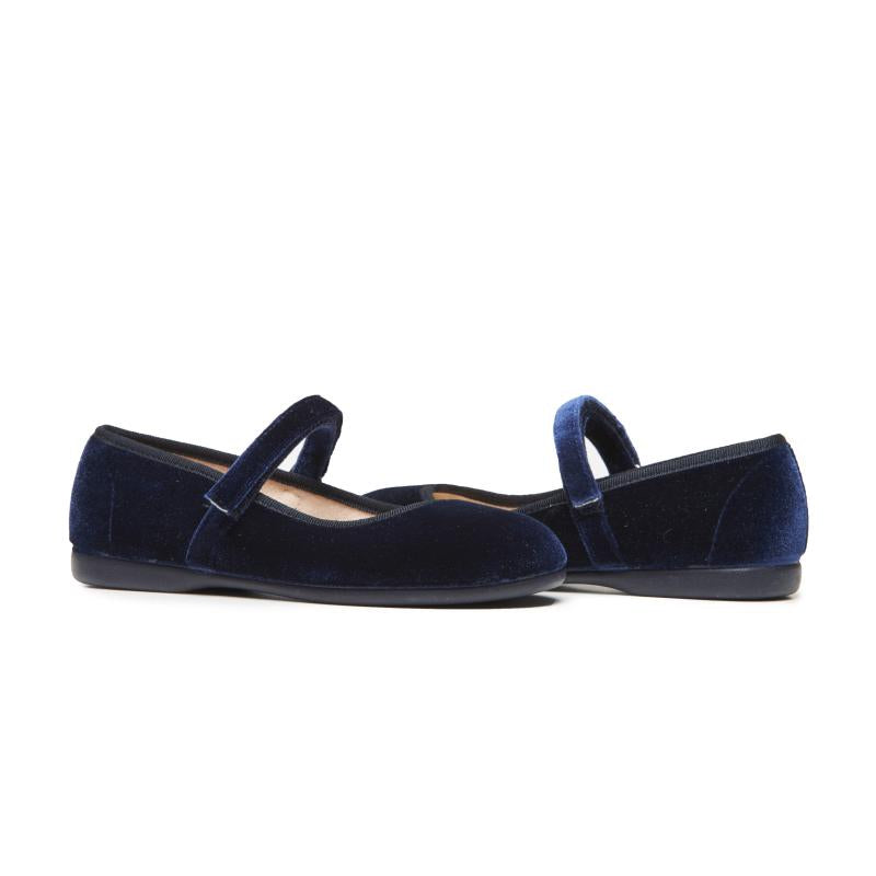  Childrenchic Classic Velvet Mary Janes in Navy - Navy - Bonton