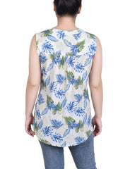 Petite Sleeveless Pintucked Blouse