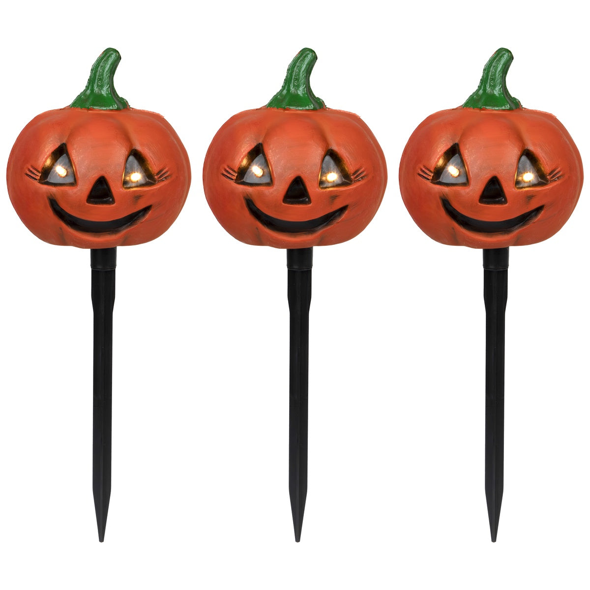  Northlight LED Lighted Jack-O-Lantern Halloween Pathway Markers - Clear Lights - Set of 3 - Default Title - Bonton