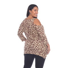 Plus Size Leopard Cold Shoulder Tunic