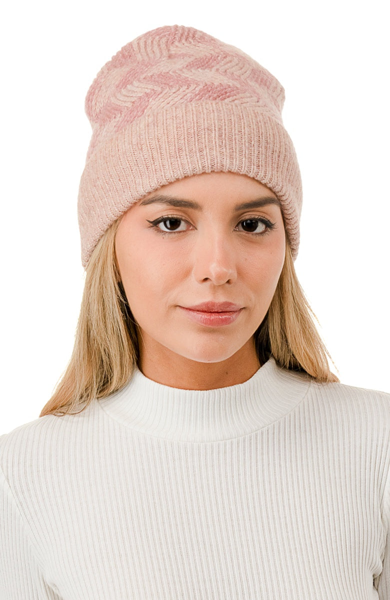  Marcus Adler Knit Pattern Beanie - Blush - Bonton