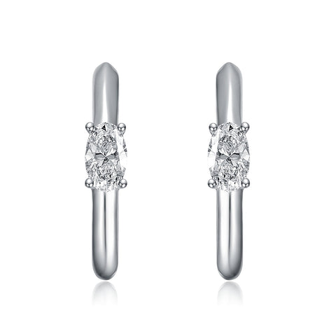Stella Vallentino Sterling Silver White Gold Plated With 0.48ct Lab Created Moissanite Huggie Hoop Earrings