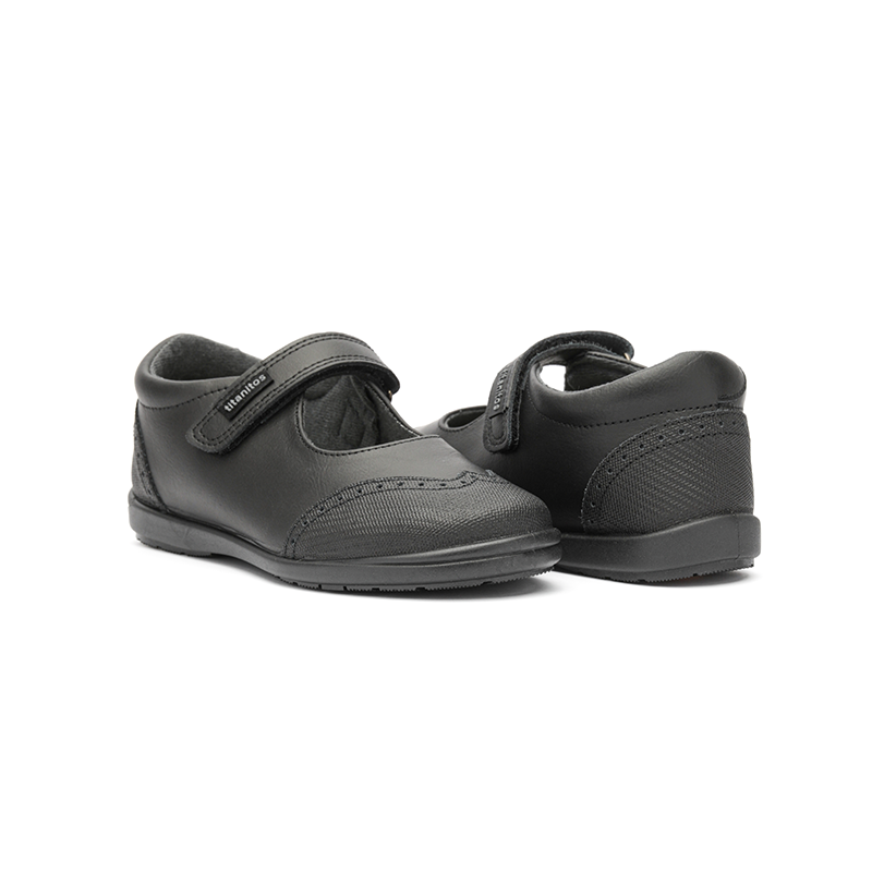  Childrenchic School Treated Leather Mary Jane in Black - Black - Bonton