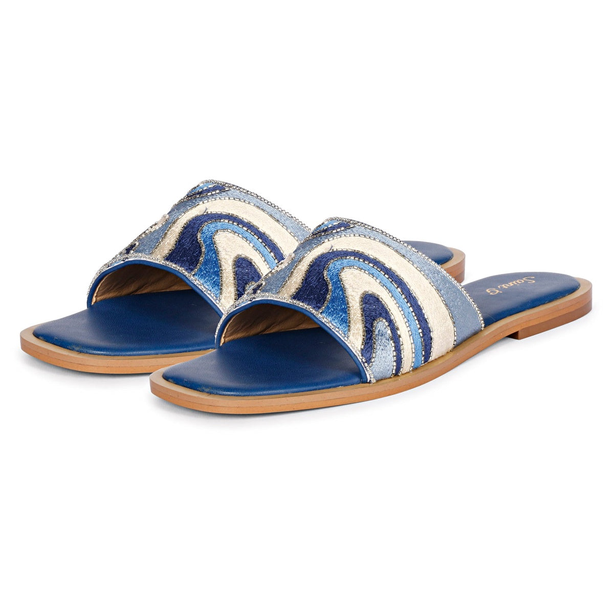  Saint G Giorgia Flat Sandals - Multi Blue - Bonton