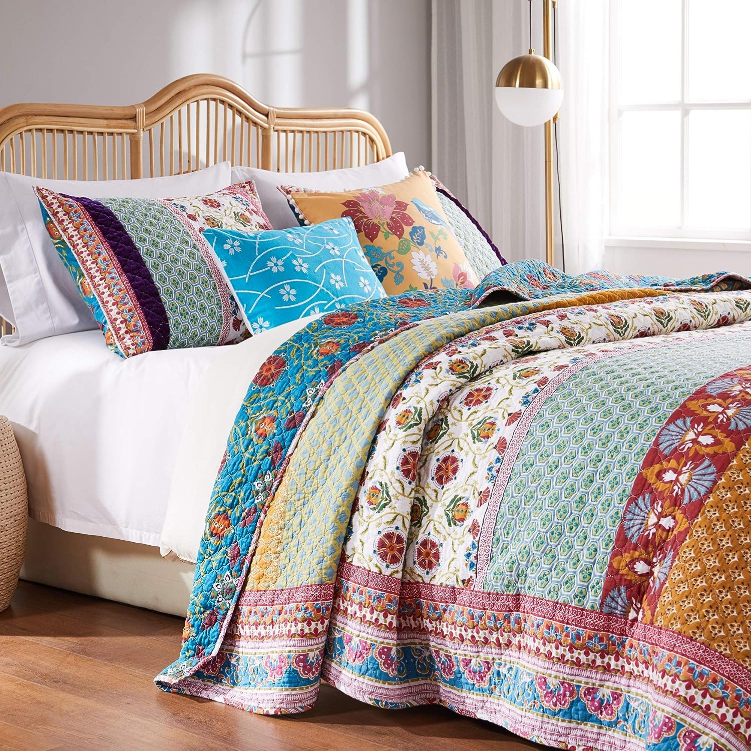  Greenland Home Fashions Thalia Velvet Embellished Quilt Set - Multi - Bonton