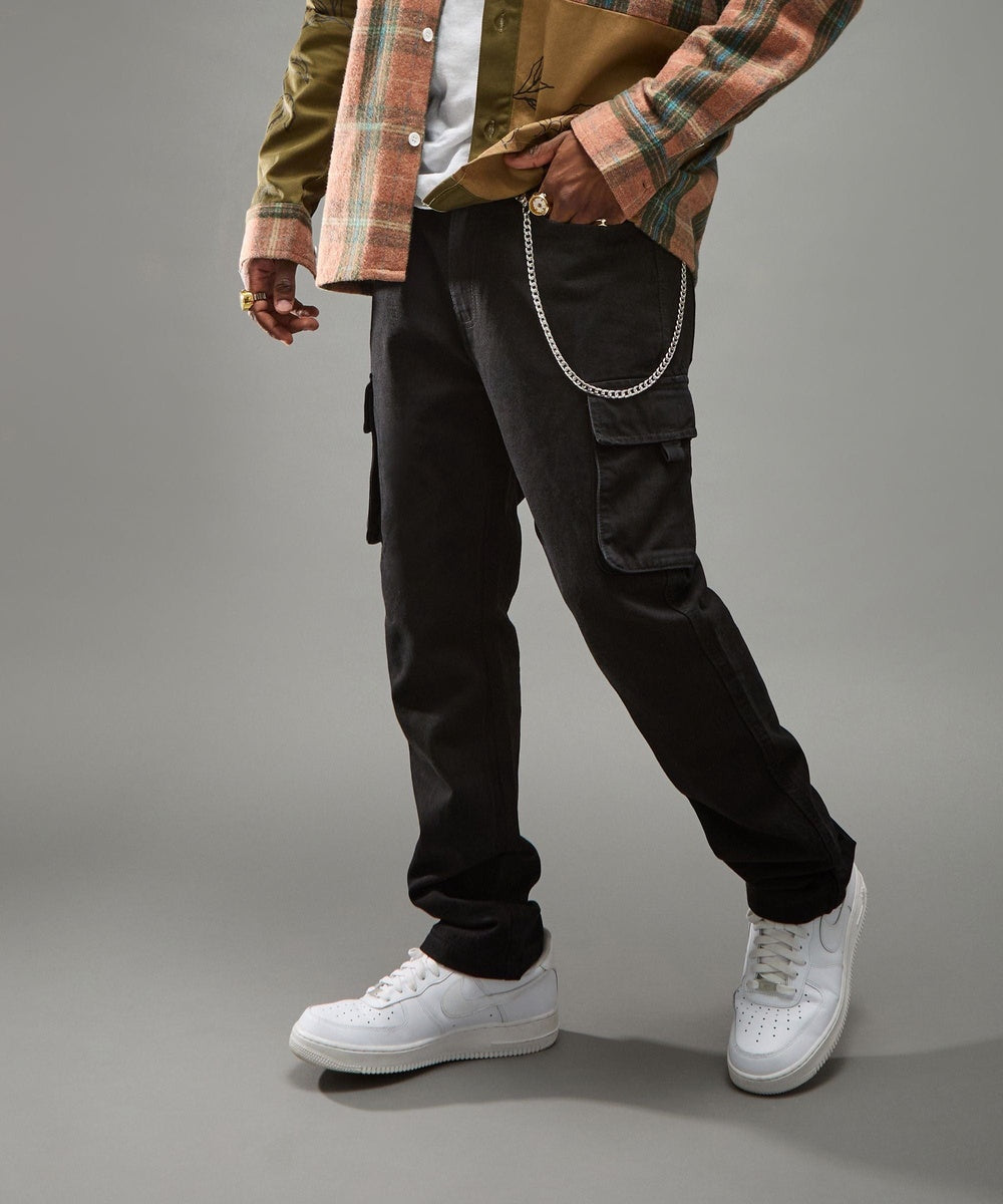  Reason Clothing Workwear Cargo Pants - Black - BLACK - Bonton