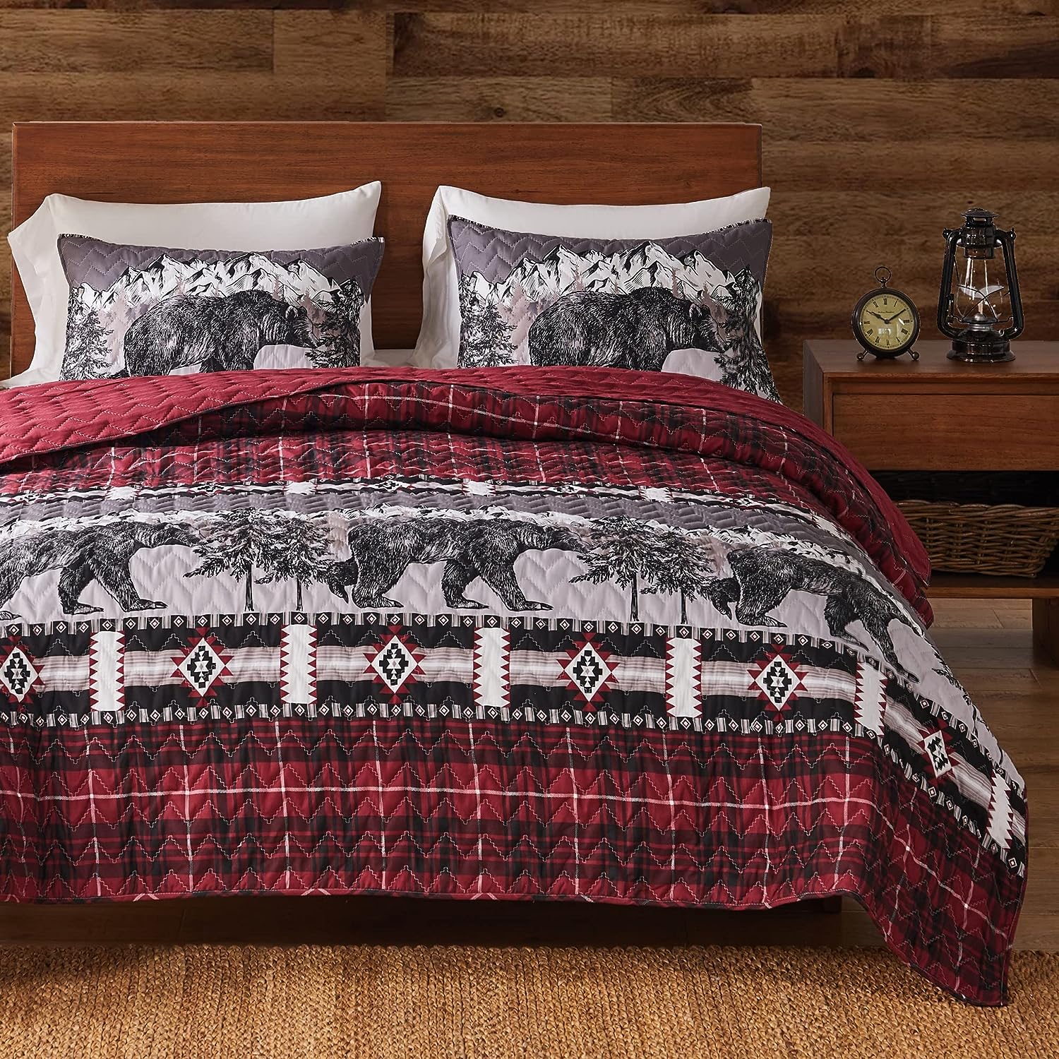  Greenland Home Fashions Timberline Great Outdoors Quilt Set - Red - Bonton