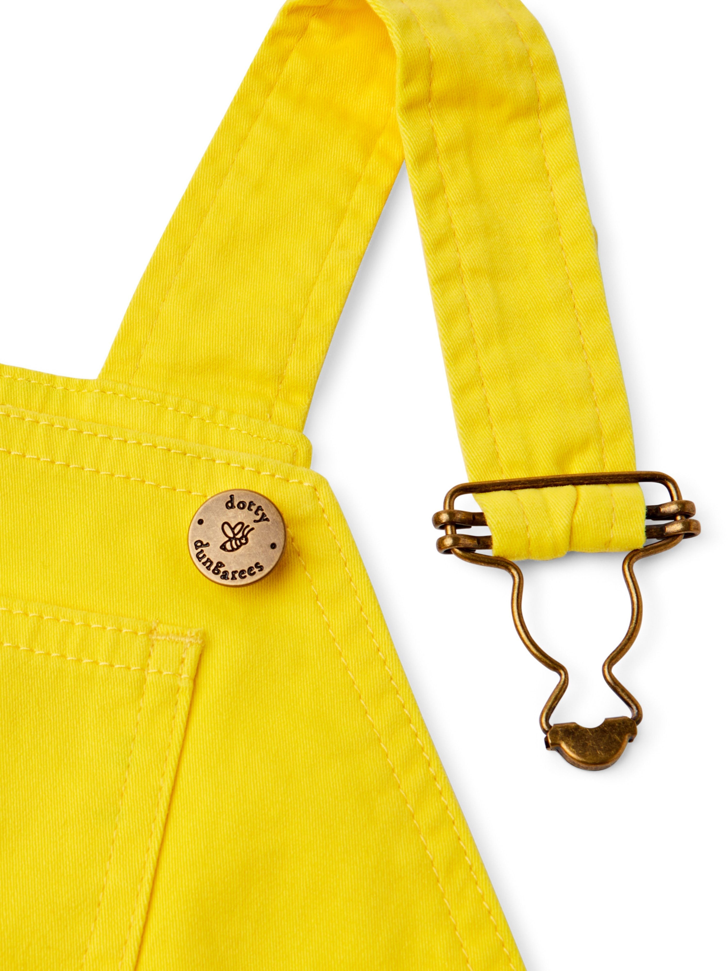  Dotty Dungarees Classic Summer Denim Overalls - Yellow - Bonton