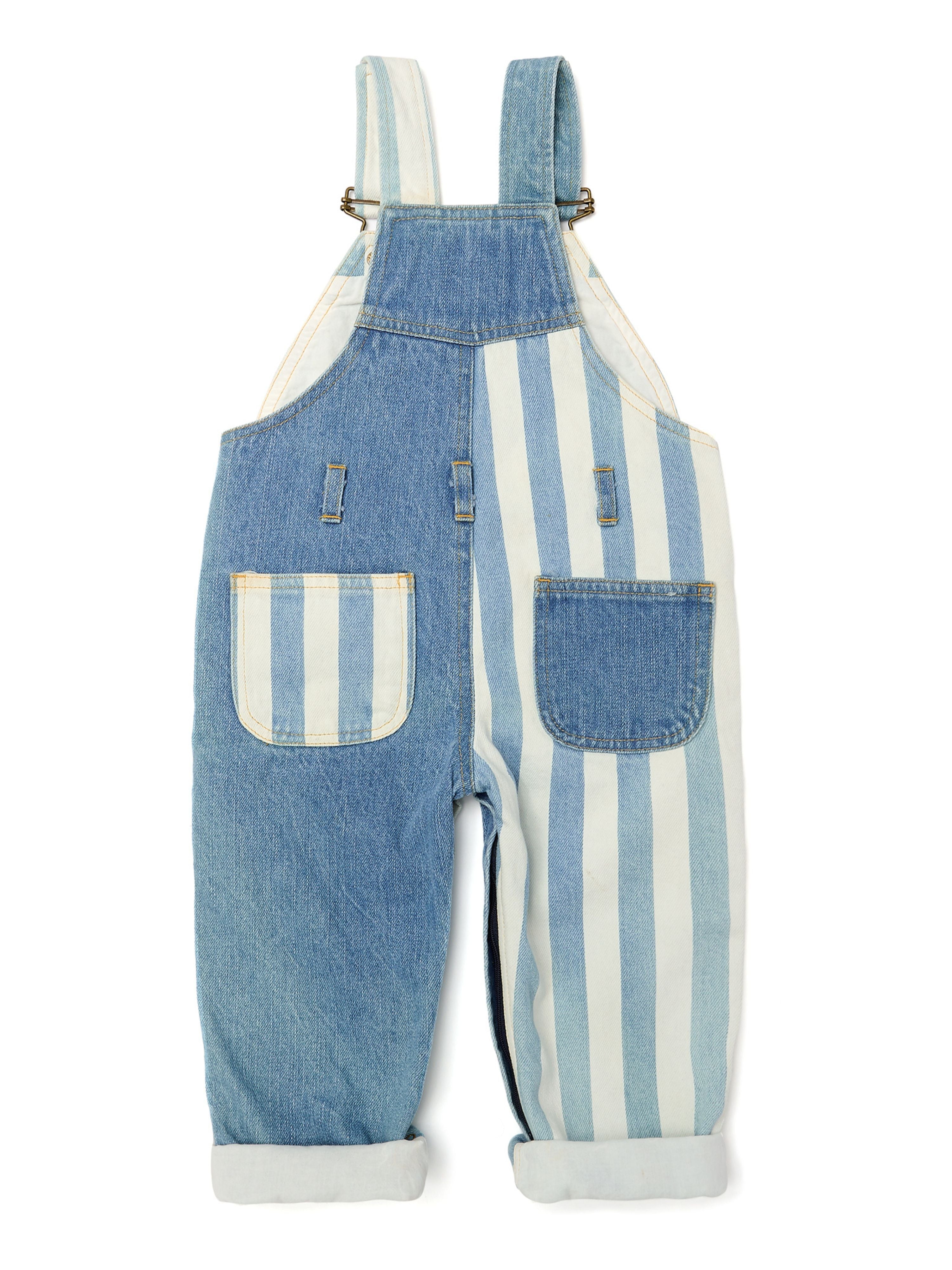  Dotty Dungarees Patchwork Denim Overalls - Blue - Bonton