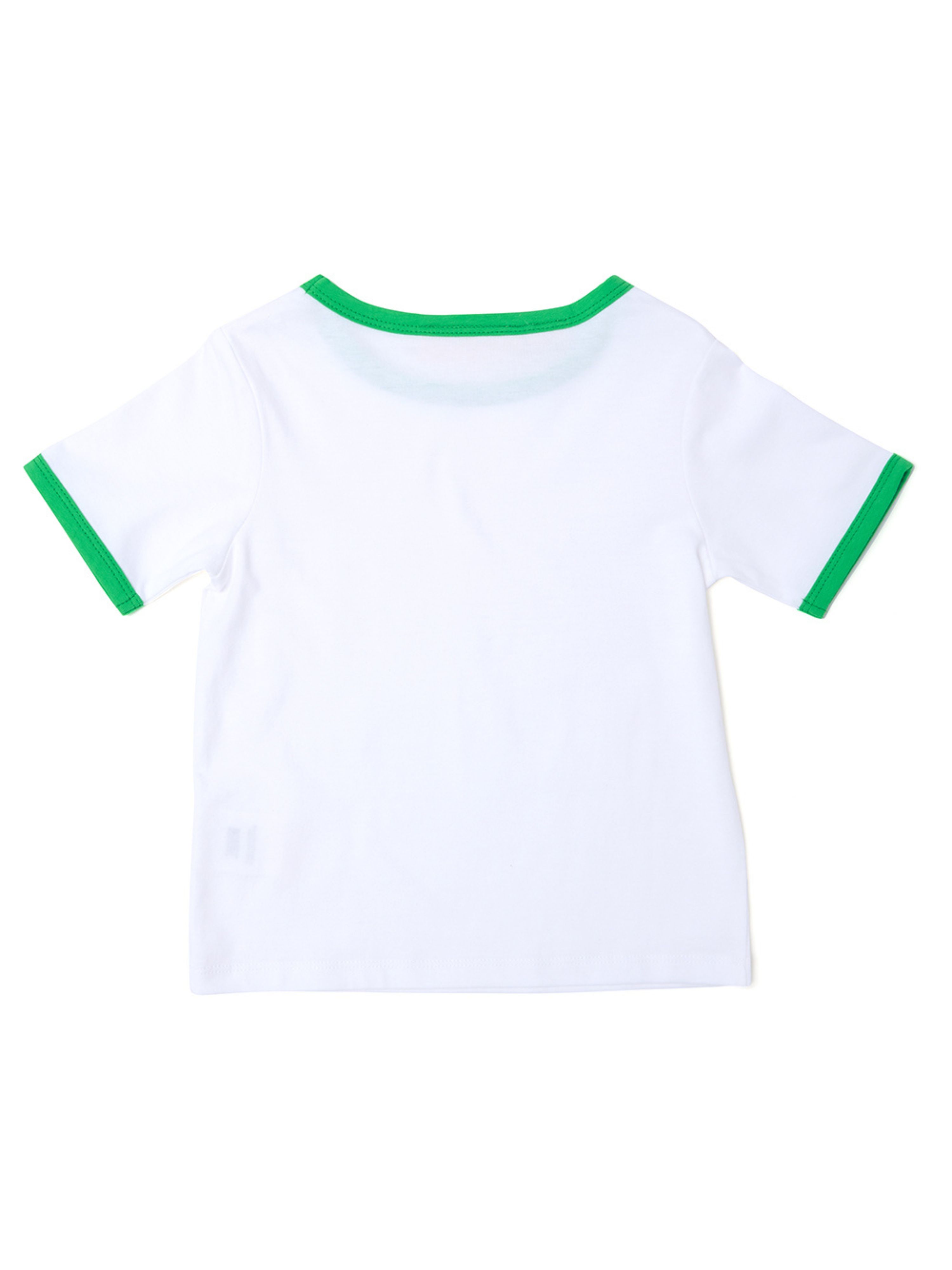  Dotty Dungarees Short Sleeve Cotton Ringer Jack Tee - Green - Bonton