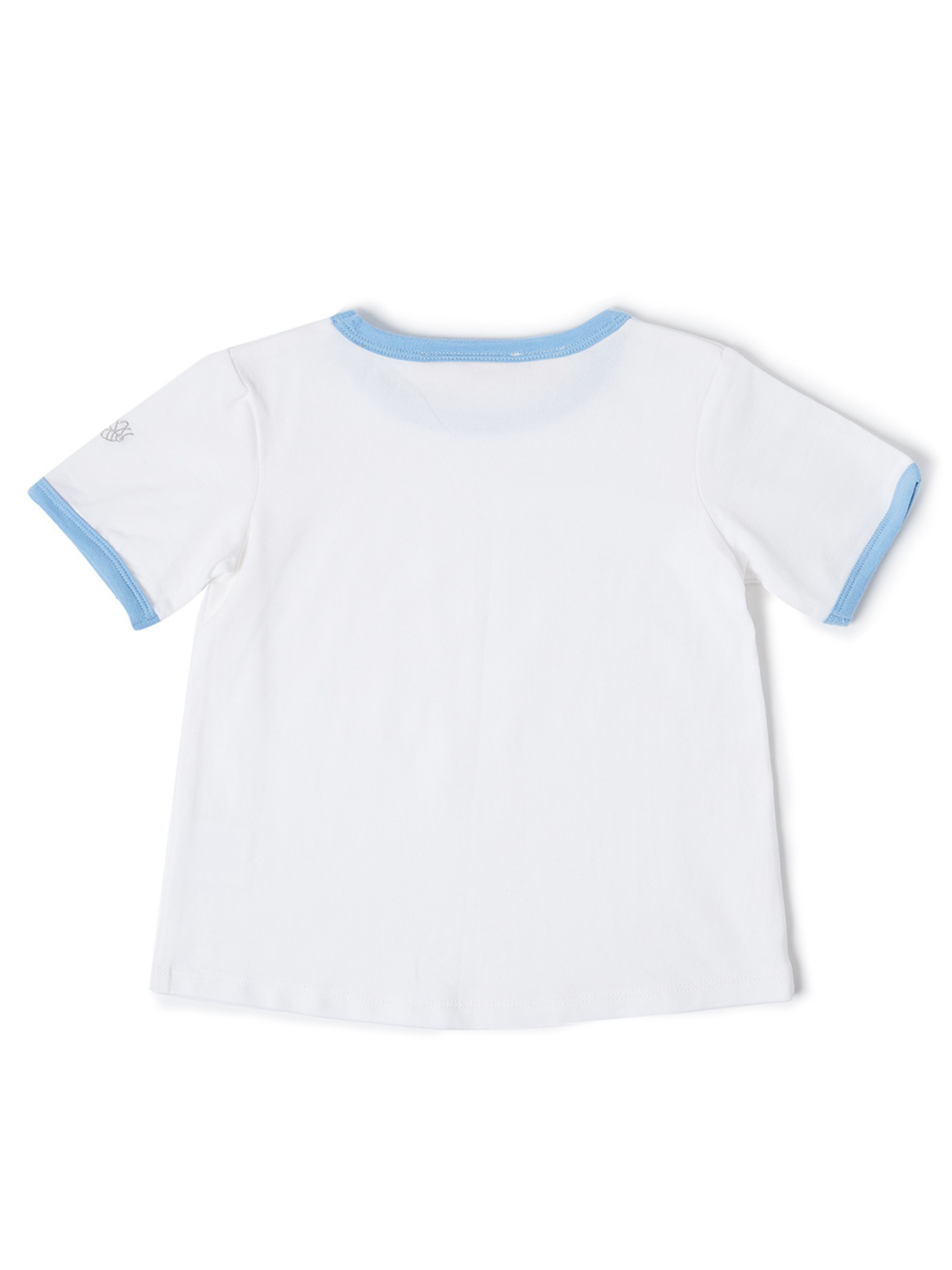  Dotty Dungarees Short Sleeve Cotton Ringer Jack Tee - Pale Blue - Bonton