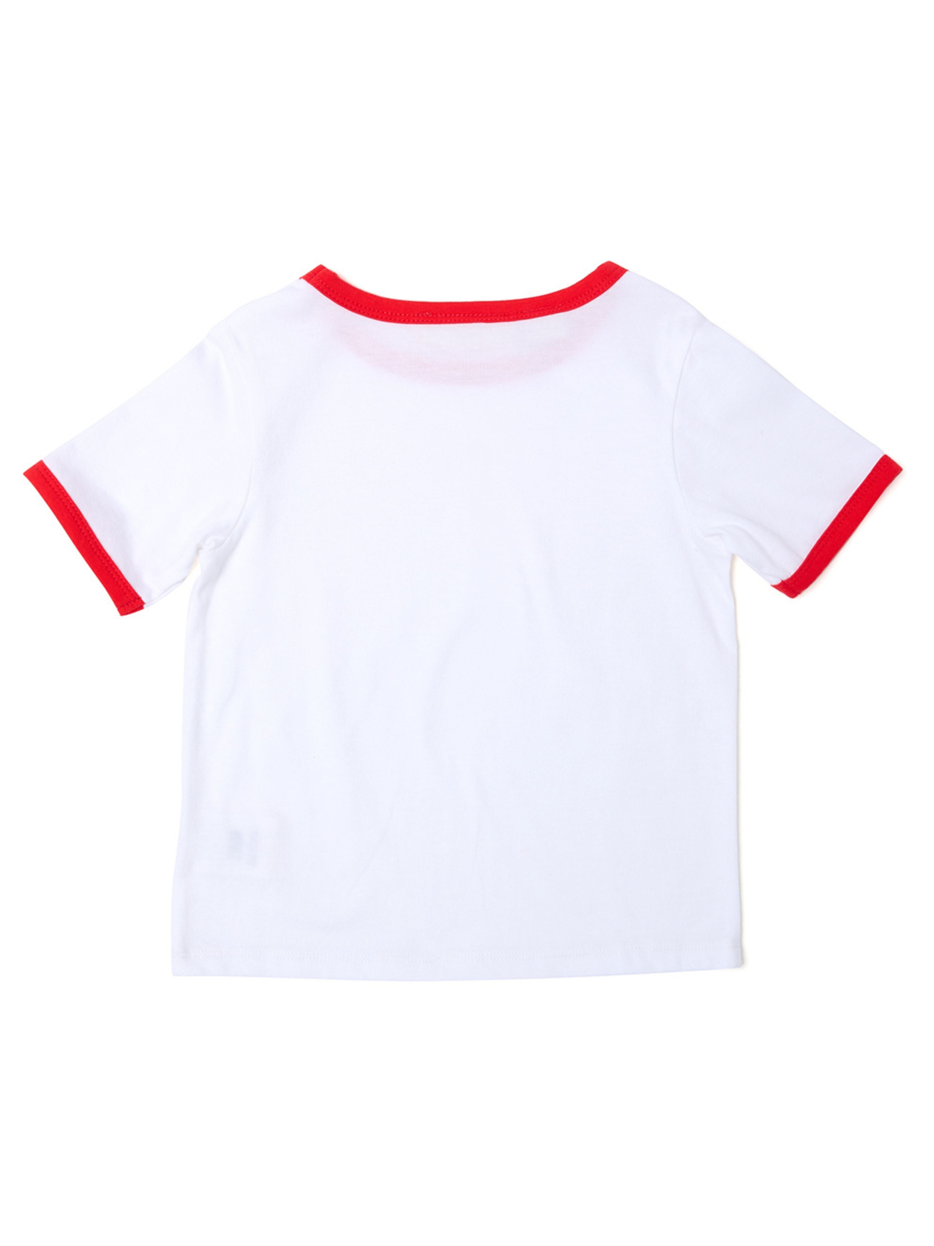  Dotty Dungarees Short Sleeve Cotton Ringer Jack Tee - Red - Bonton