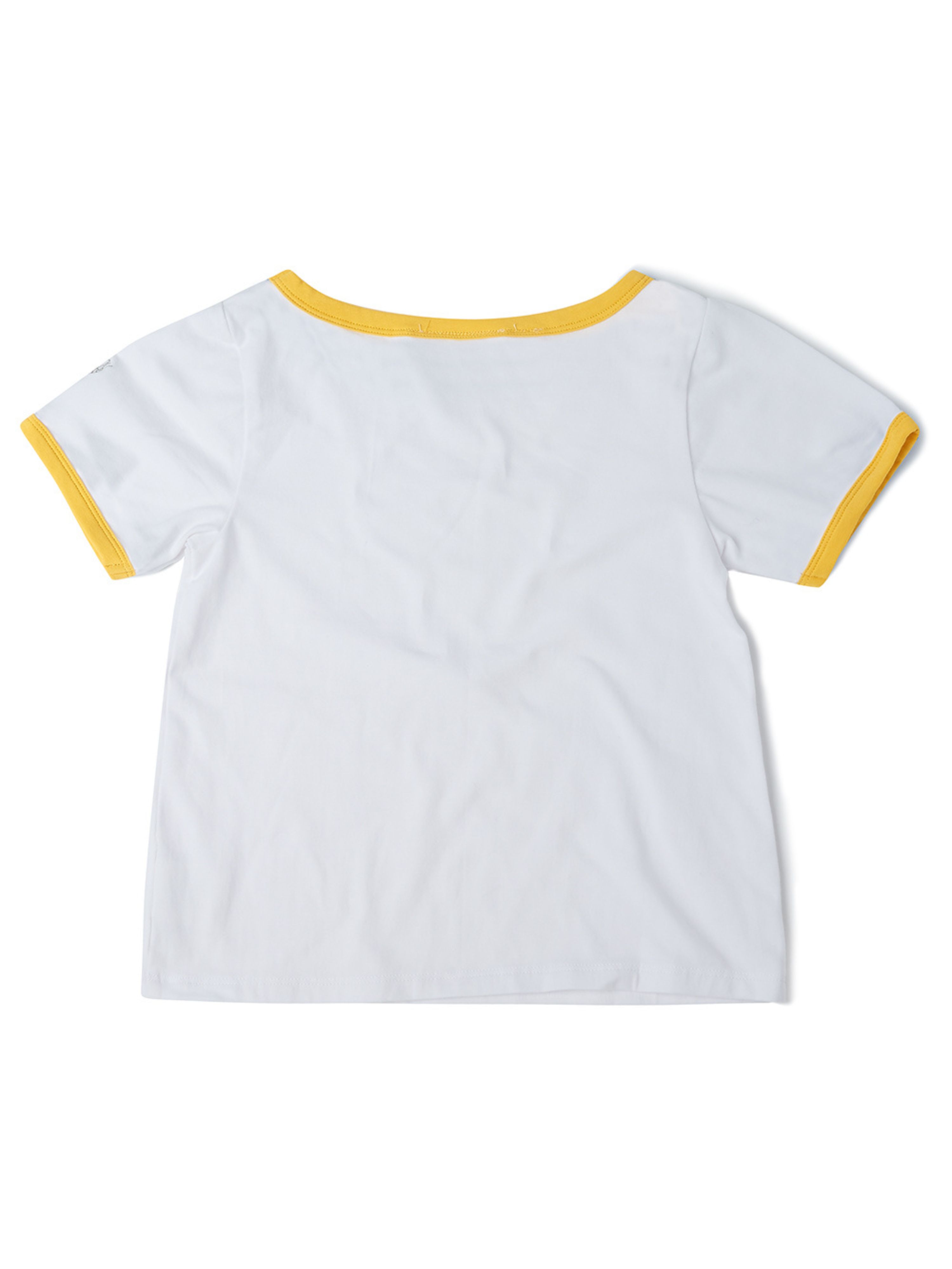  Dotty Dungarees Short Sleeve Cotton Ringer Jack Tee - Yellow - Bonton