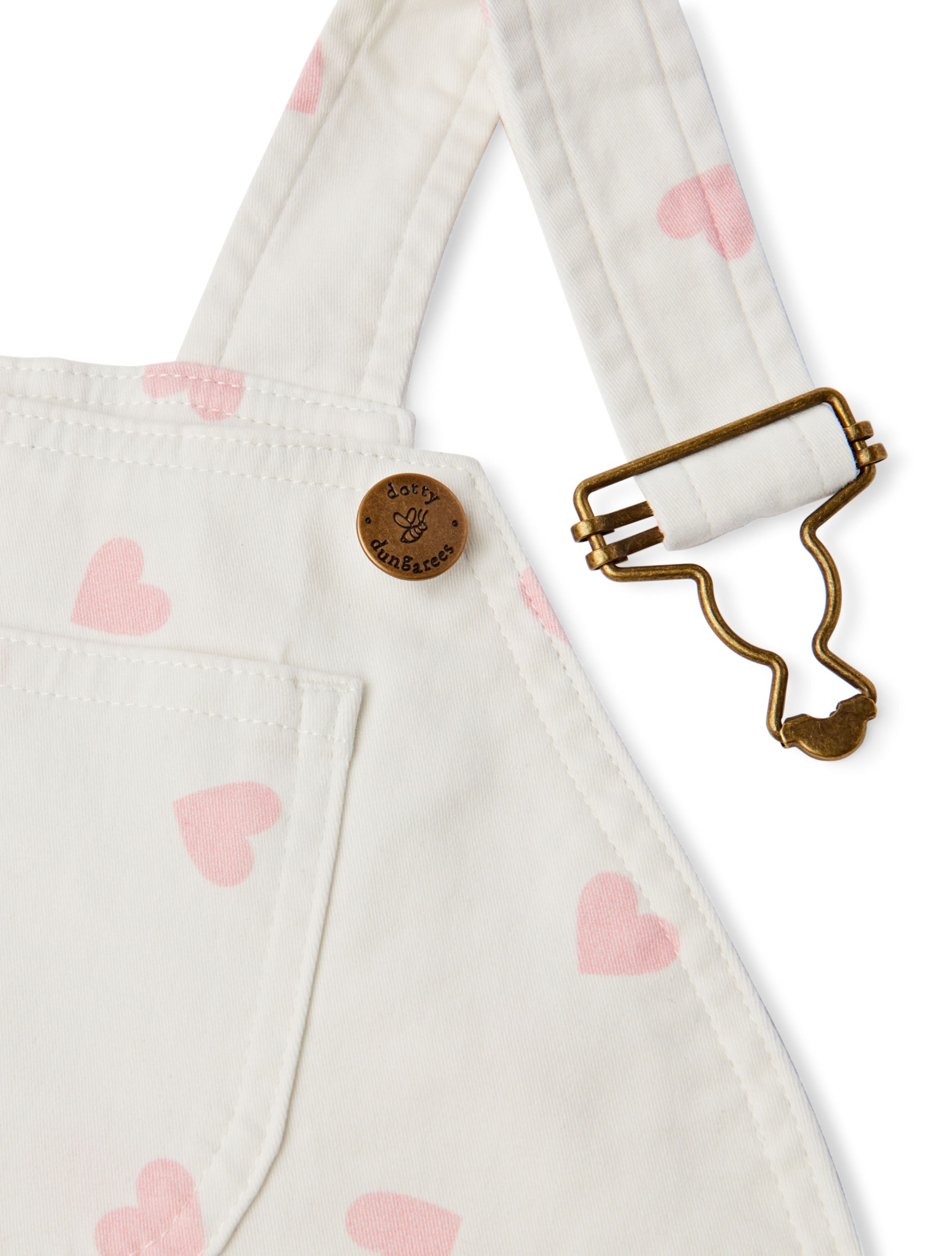  Dotty Dungarees Summer Love Heart Overall Shorts - Pink - Bonton