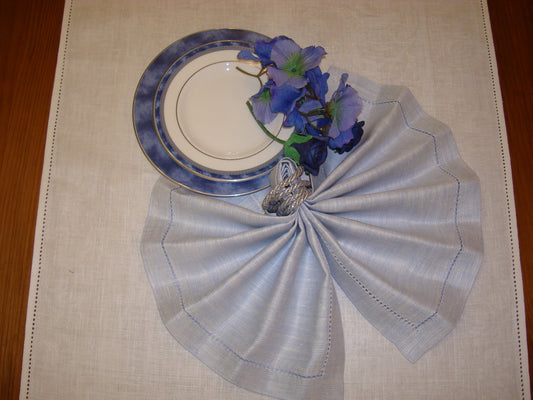 Blue Grey Set of 6 Linen Napkins