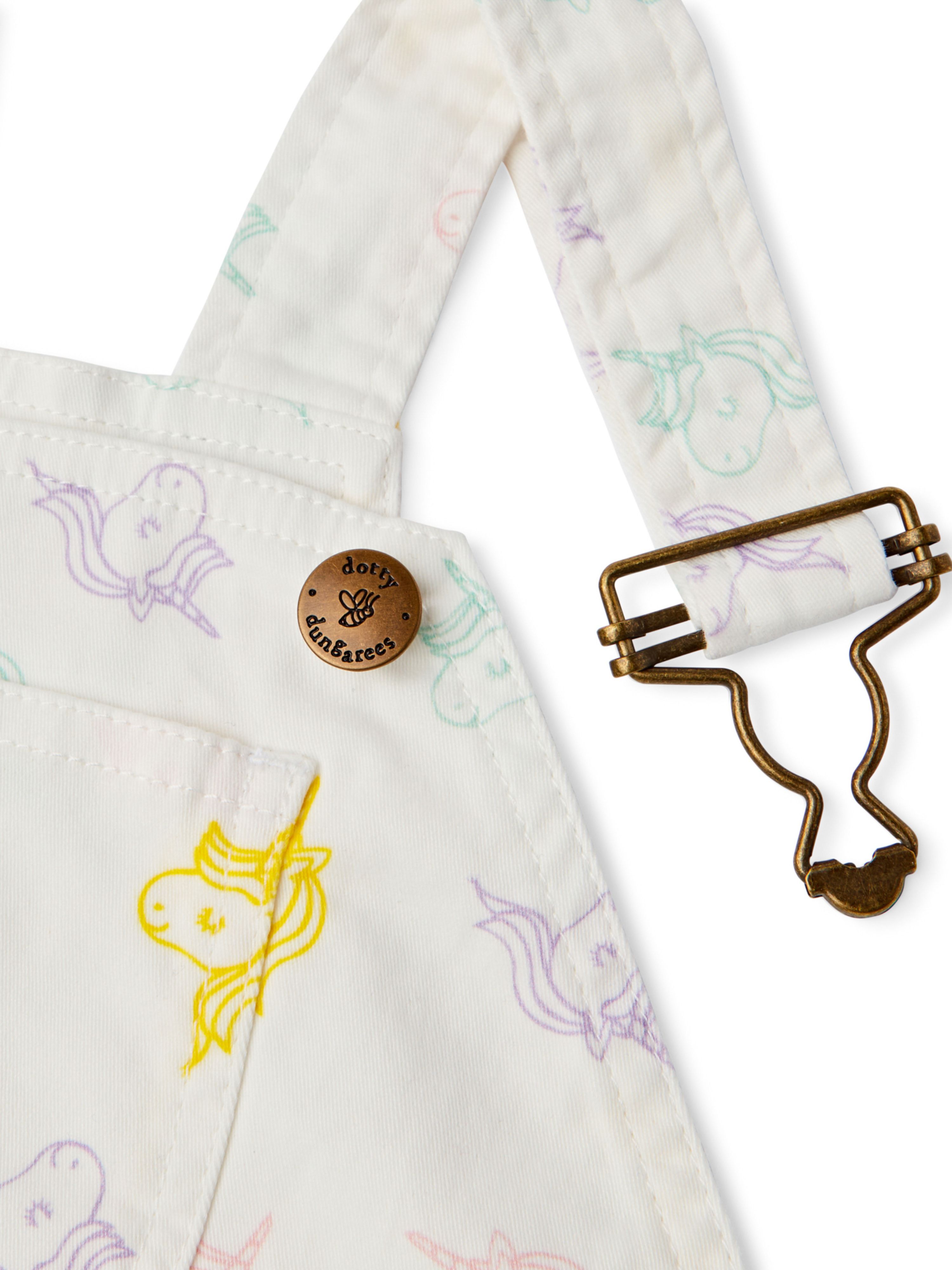  Dotty Dungarees Unicorn Print Overall Shorts - Multi - Bonton