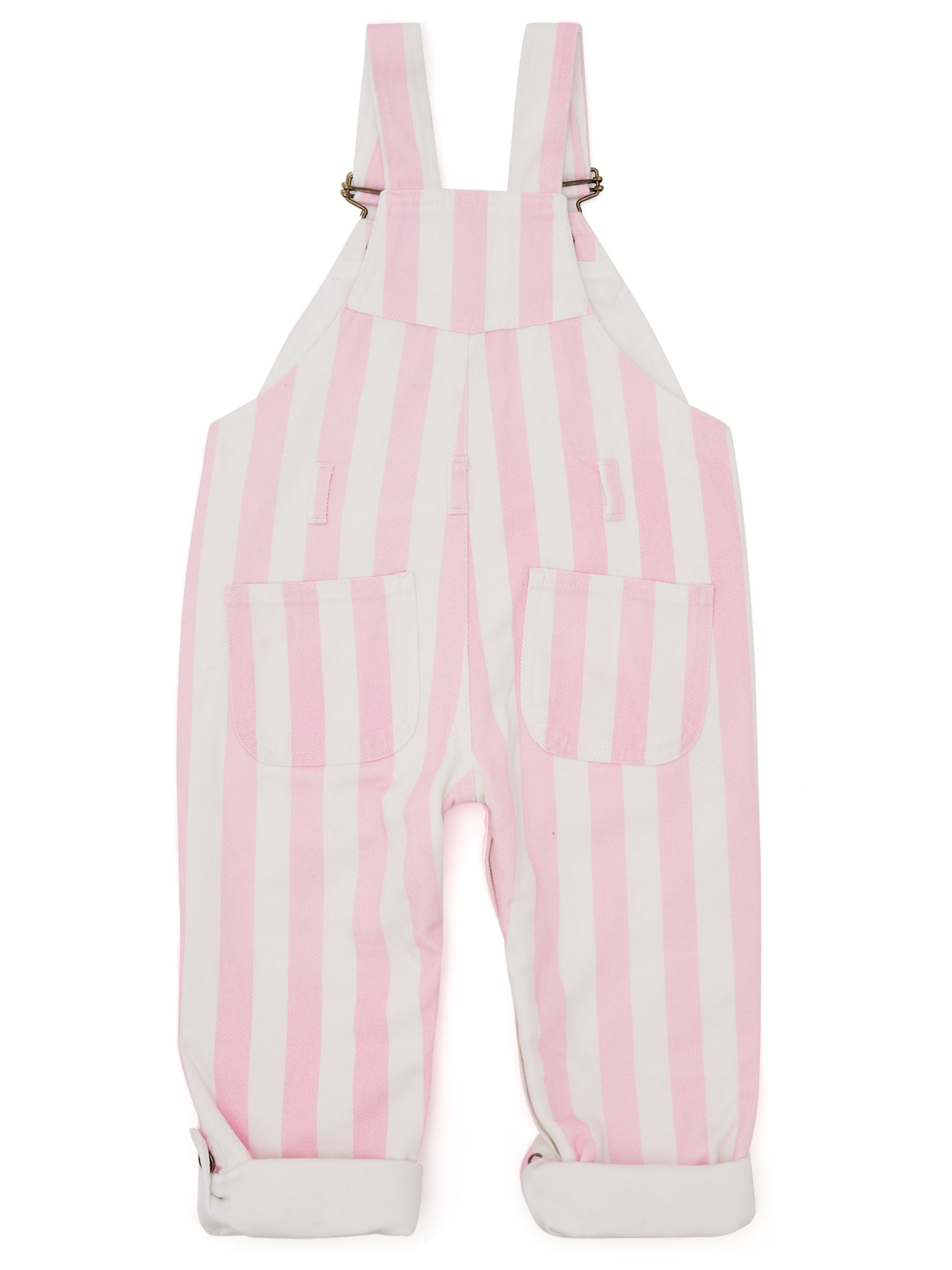  Dotty Dungarees Wide Stripe Denim Overalls - Pink Stripe - Bonton