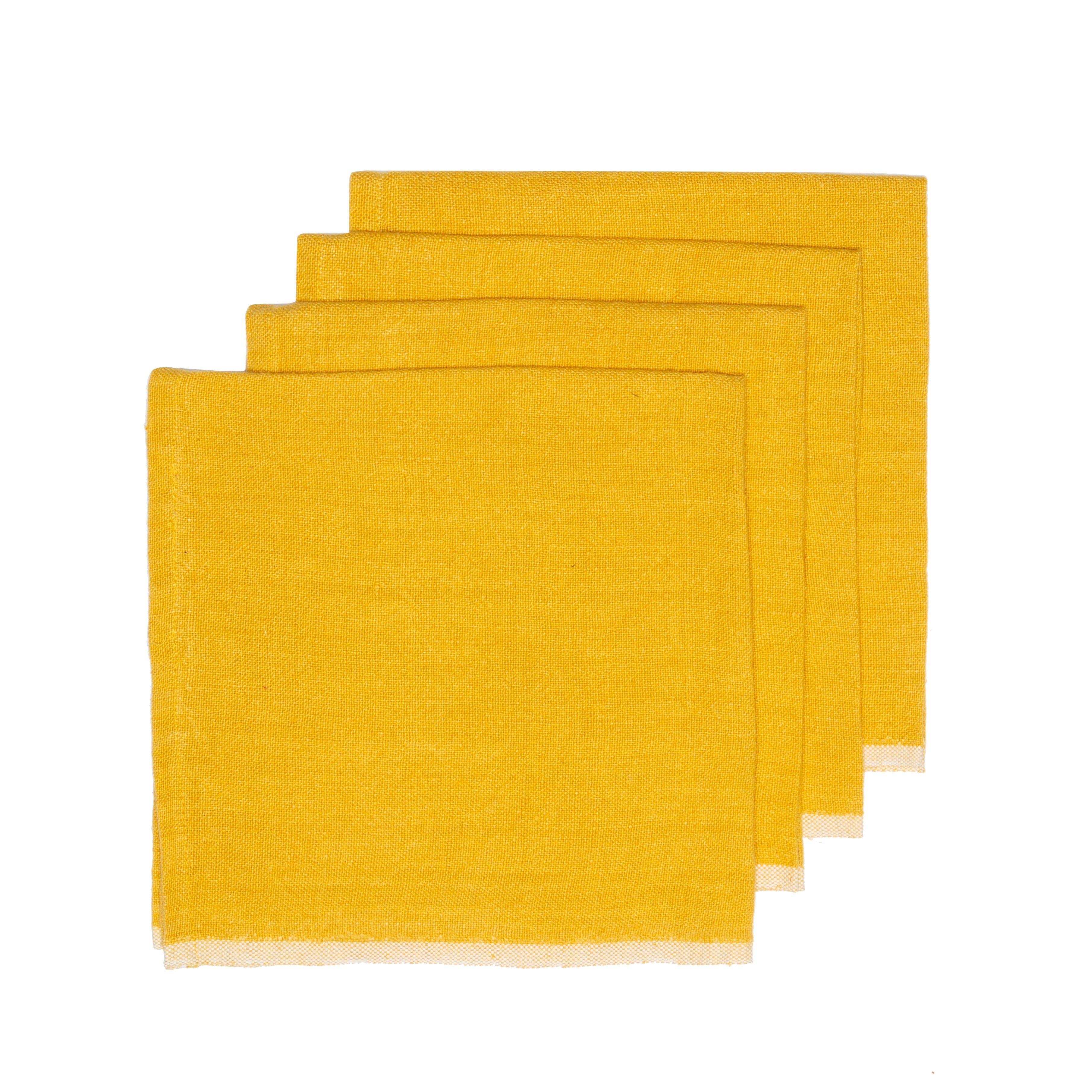  Couleur Nature Chunky Linen Forest Napkins Set of 4 - Mustard - Bonton