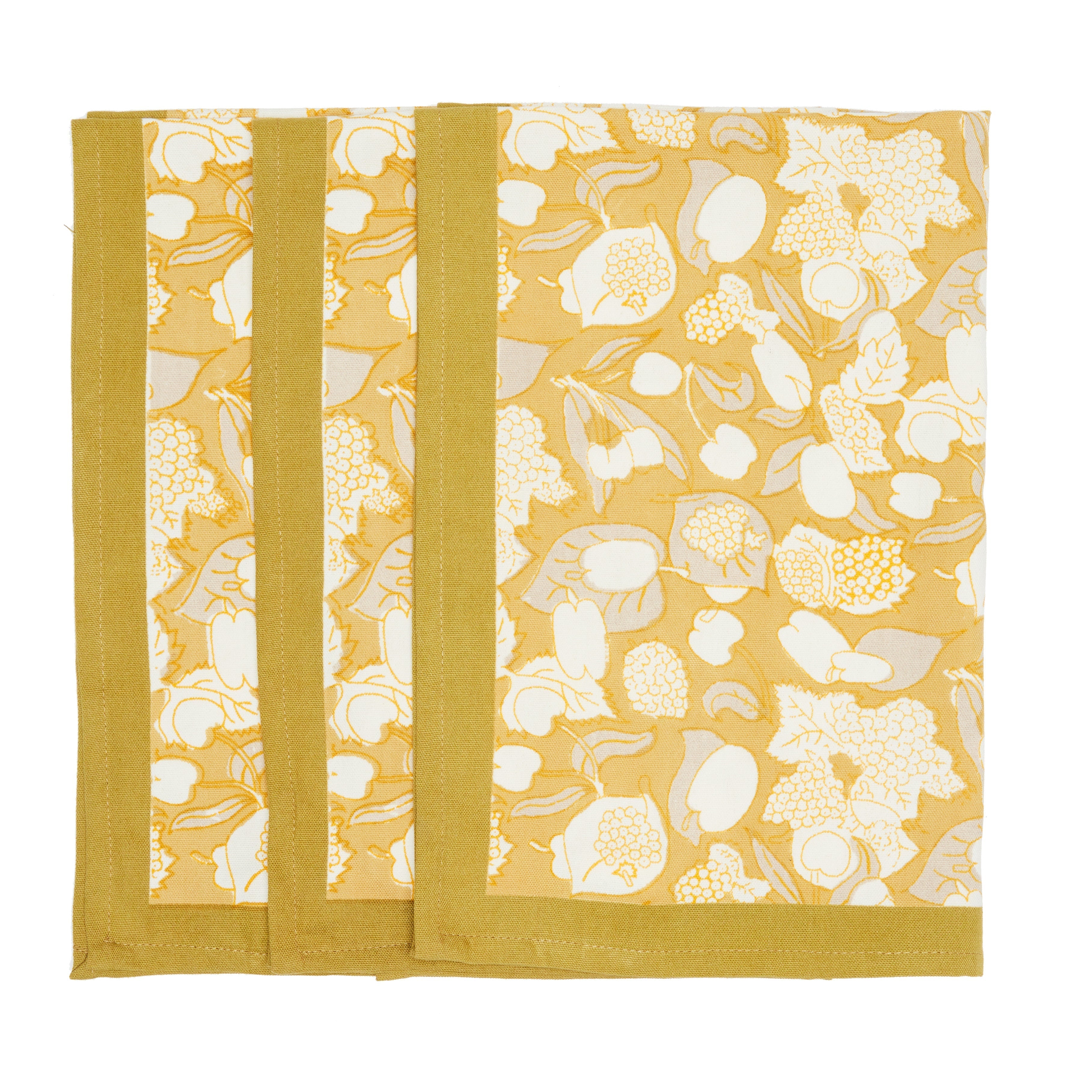  Couleur Nature Forest Harvest Grey & Mustard Tea Towels Set of 3 - Grey/Mustard - Bonton