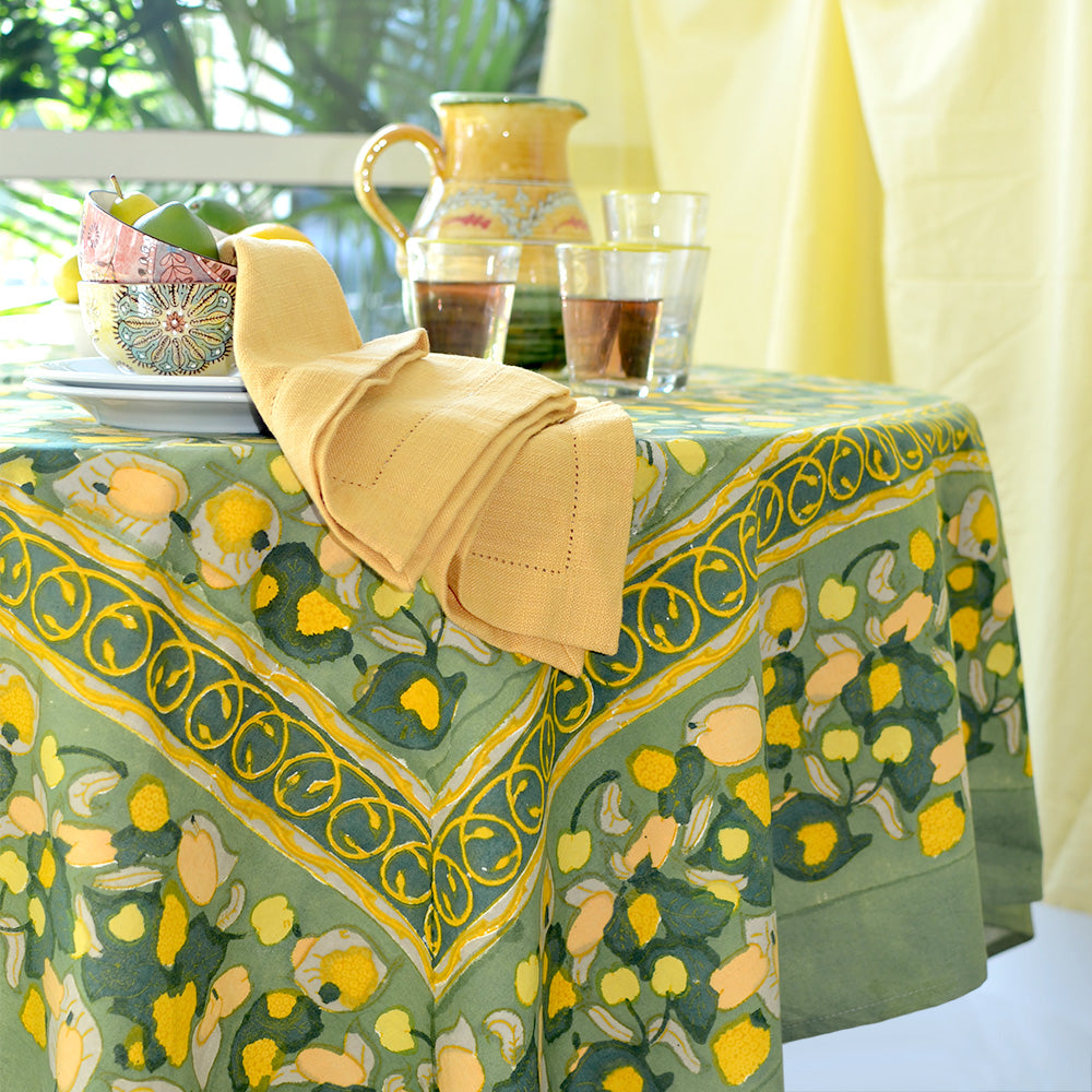  Couleur Nature Fruit Yellow/Green Tablecloth - Yellow/Green - Bonton