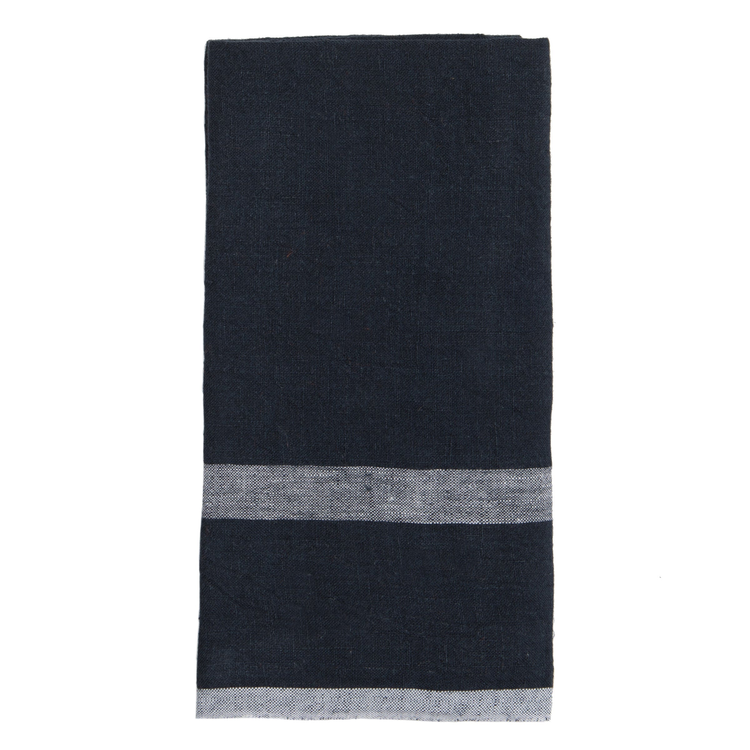  Couleur Nature Laundered Linen Towels Set of 2 - Indigo/White - Bonton