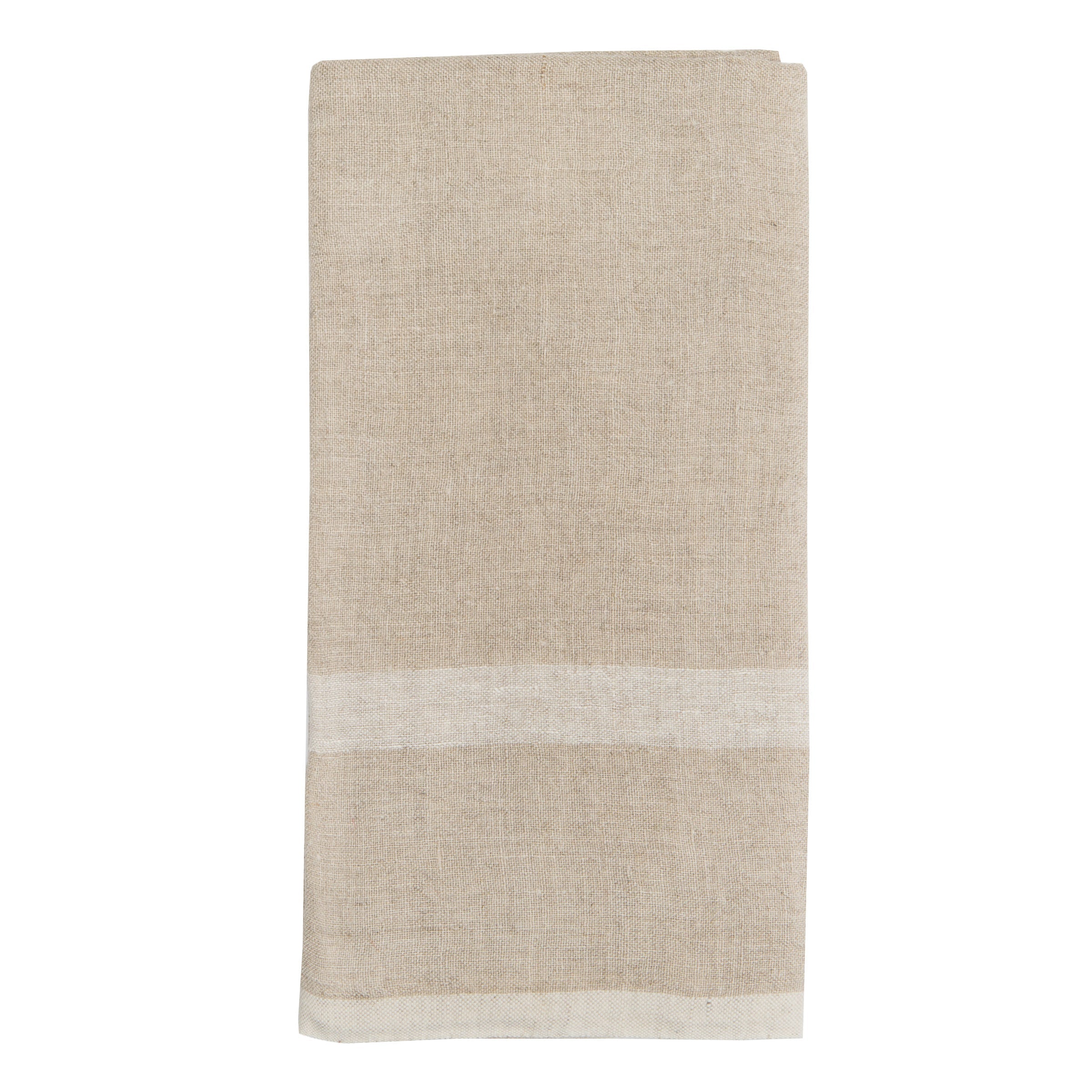  Couleur Nature Laundered Linen Towels Set of 2 - Natural/White - Bonton