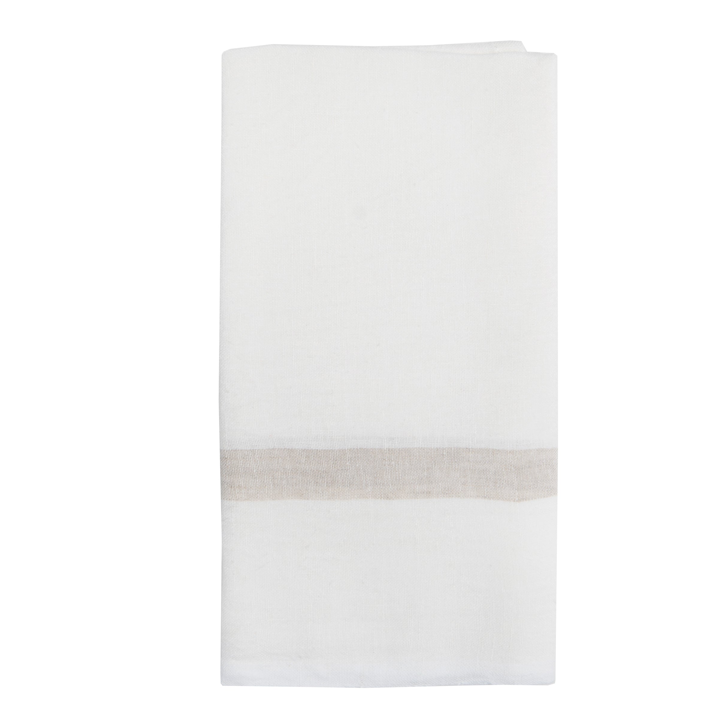  Couleur Nature Laundered Linen Towels Set of 2 - White/Natural - Bonton