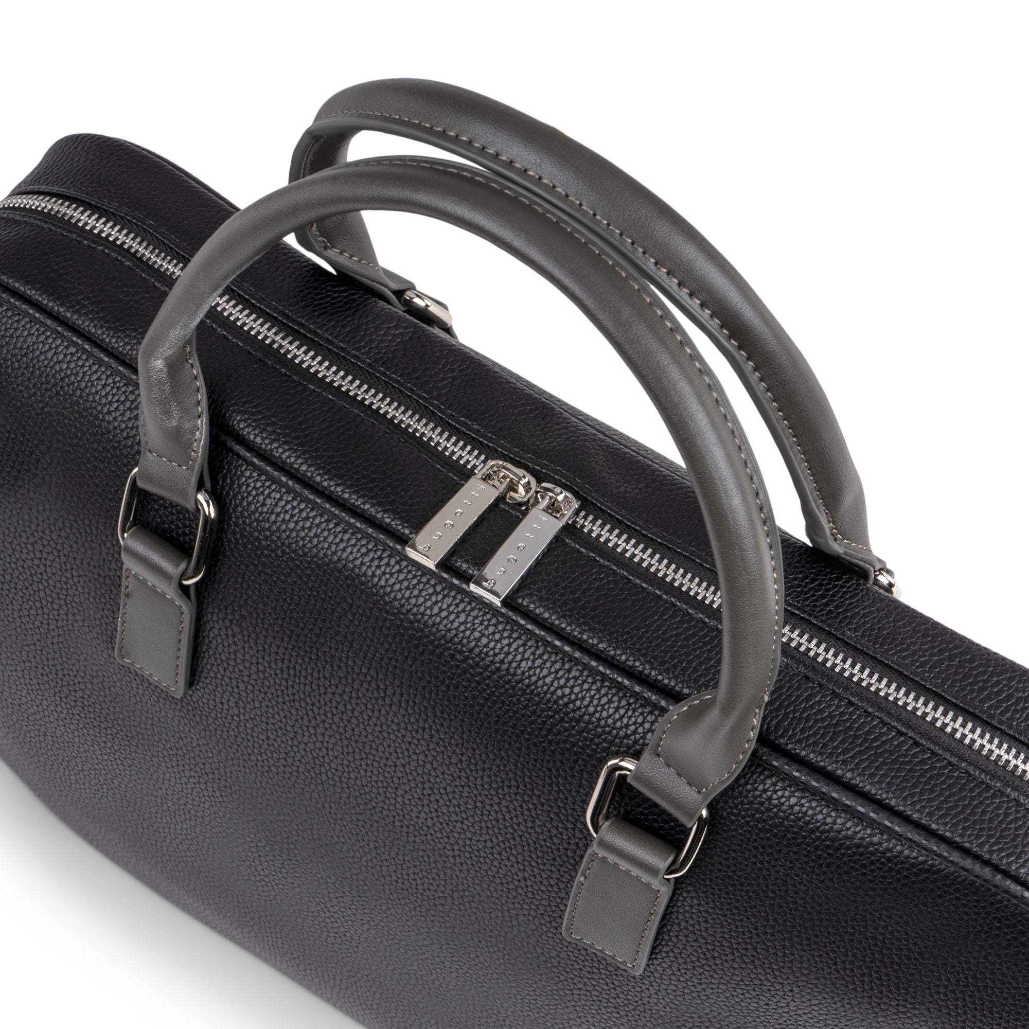  Bugatti Contrast Collection Briefcase -Vegan Leather - Black - Bonton