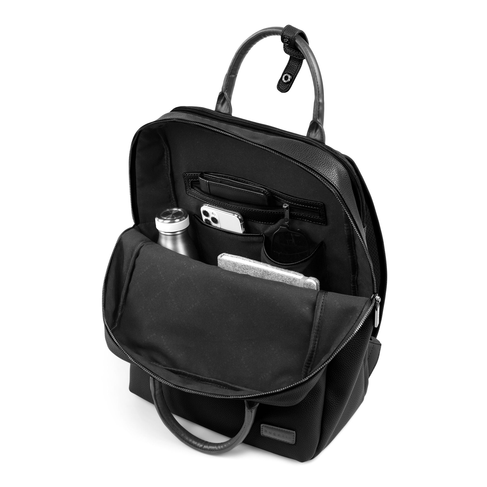  Bugatti Contrast Collection Backpack - Vegan Leather - Black - Bonton