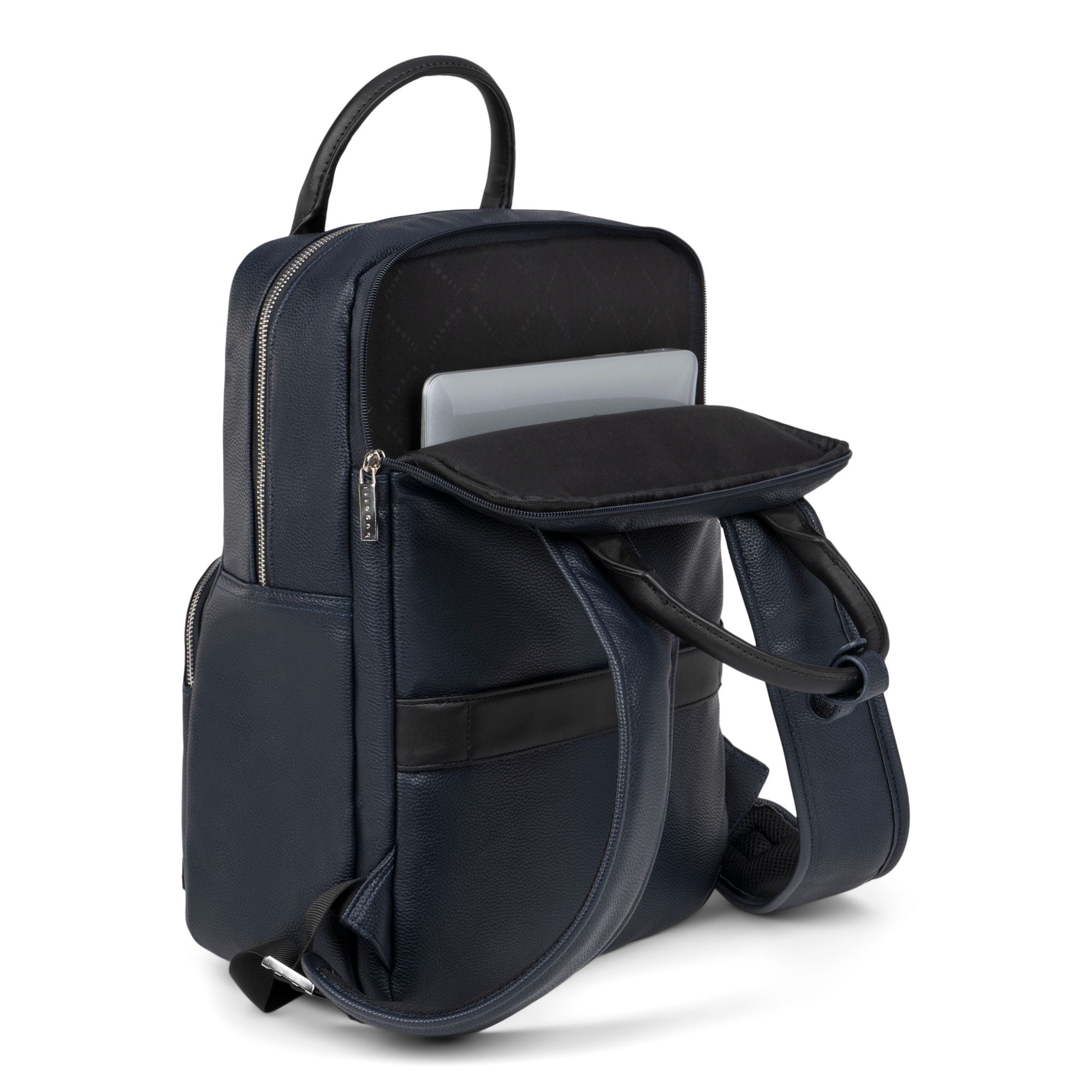  Bugatti Contrast Collection Backpack - Vegan Leather - Navy - Bonton