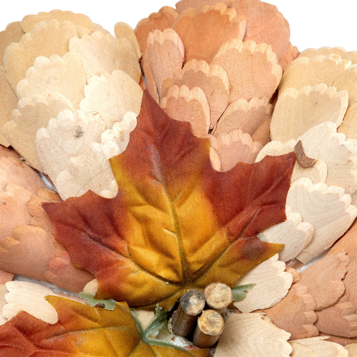  Northlight Fall Harvest Layered Wooden Leaves Pumpkin - 10
