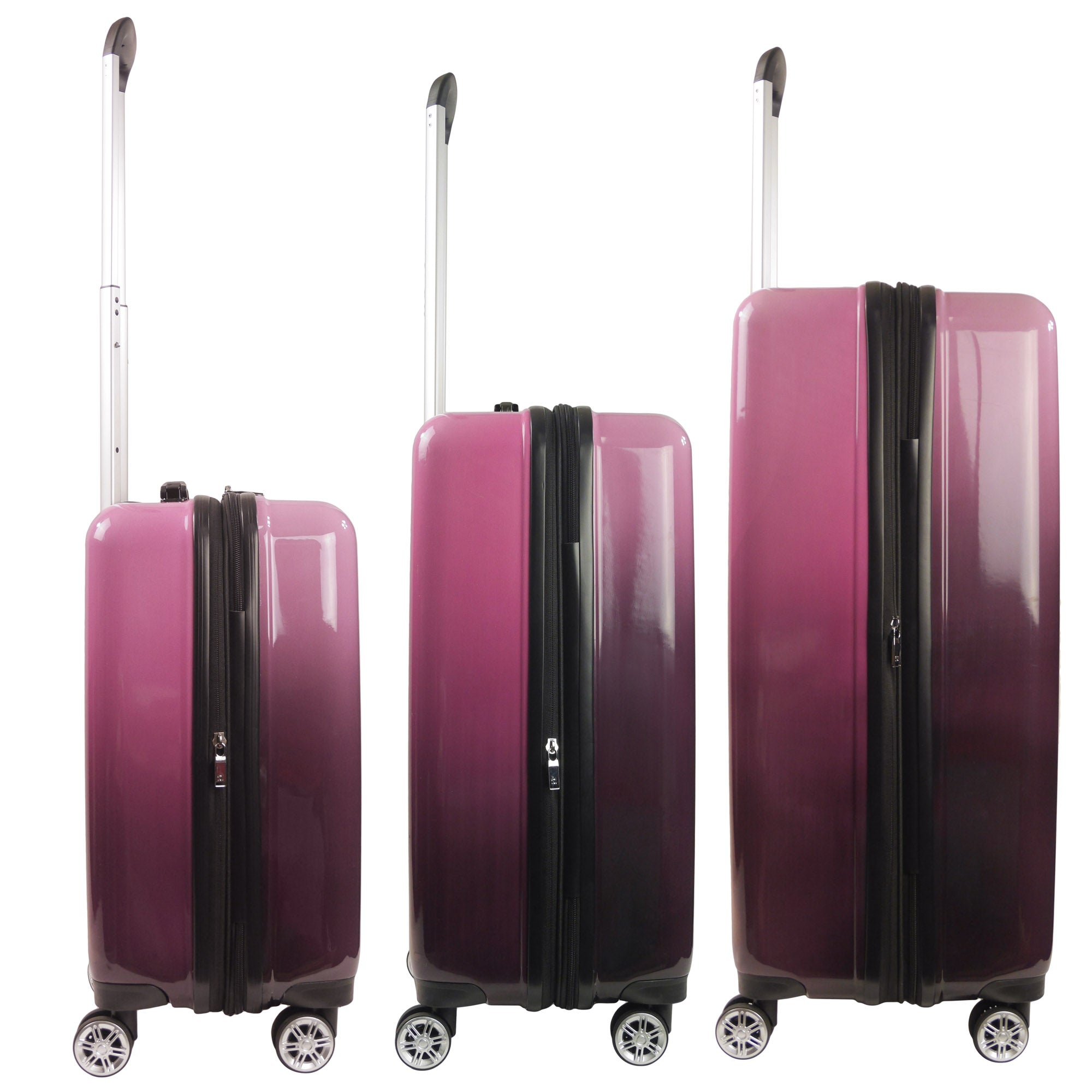  Ful Impulse Ombre Hardside Spinner Luggage 3 Piece Set - Pink - Bonton