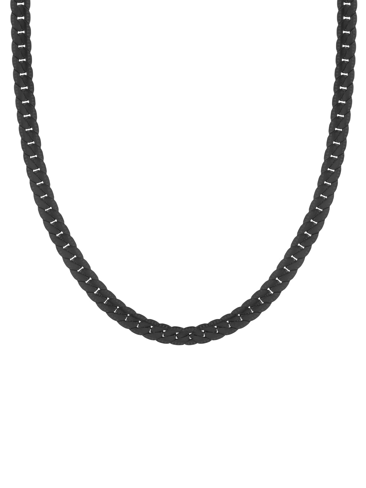  Kenneth Roberts Men's Stainless Steel Flat Curb Chain Necklace - Black - Bonton