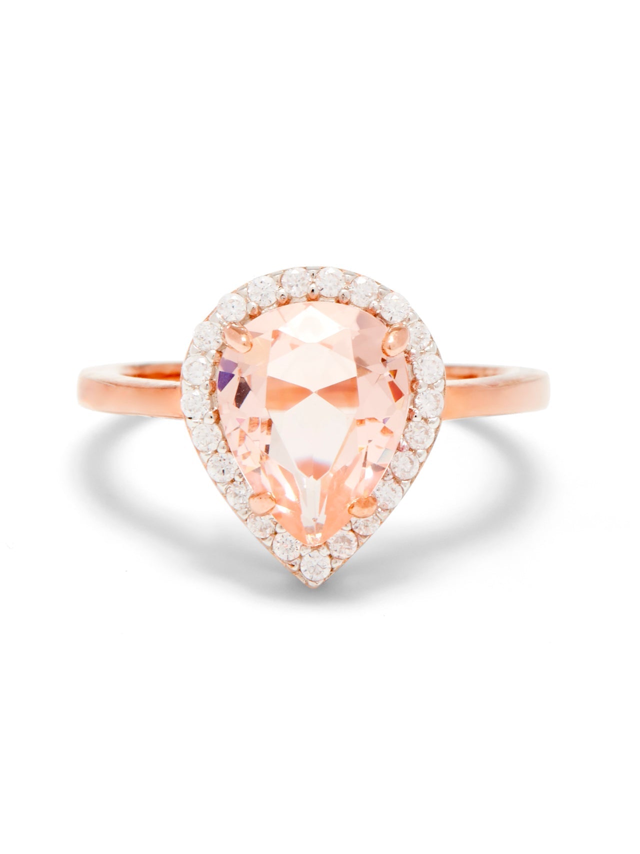  Relativity Morganite Teardrop Rose Gold Engagement Ring - Rose Gold - Bonton