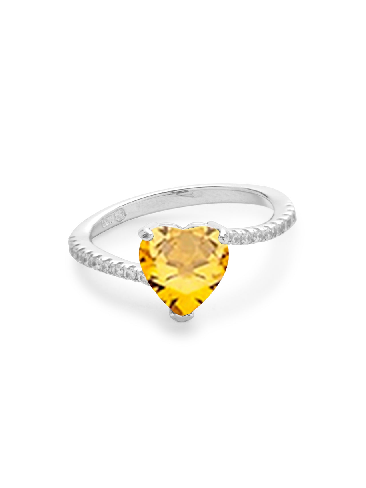  Relativity Silver Asymmetrical Heart Birthstone Ring - Yellow-Nov - Bonton