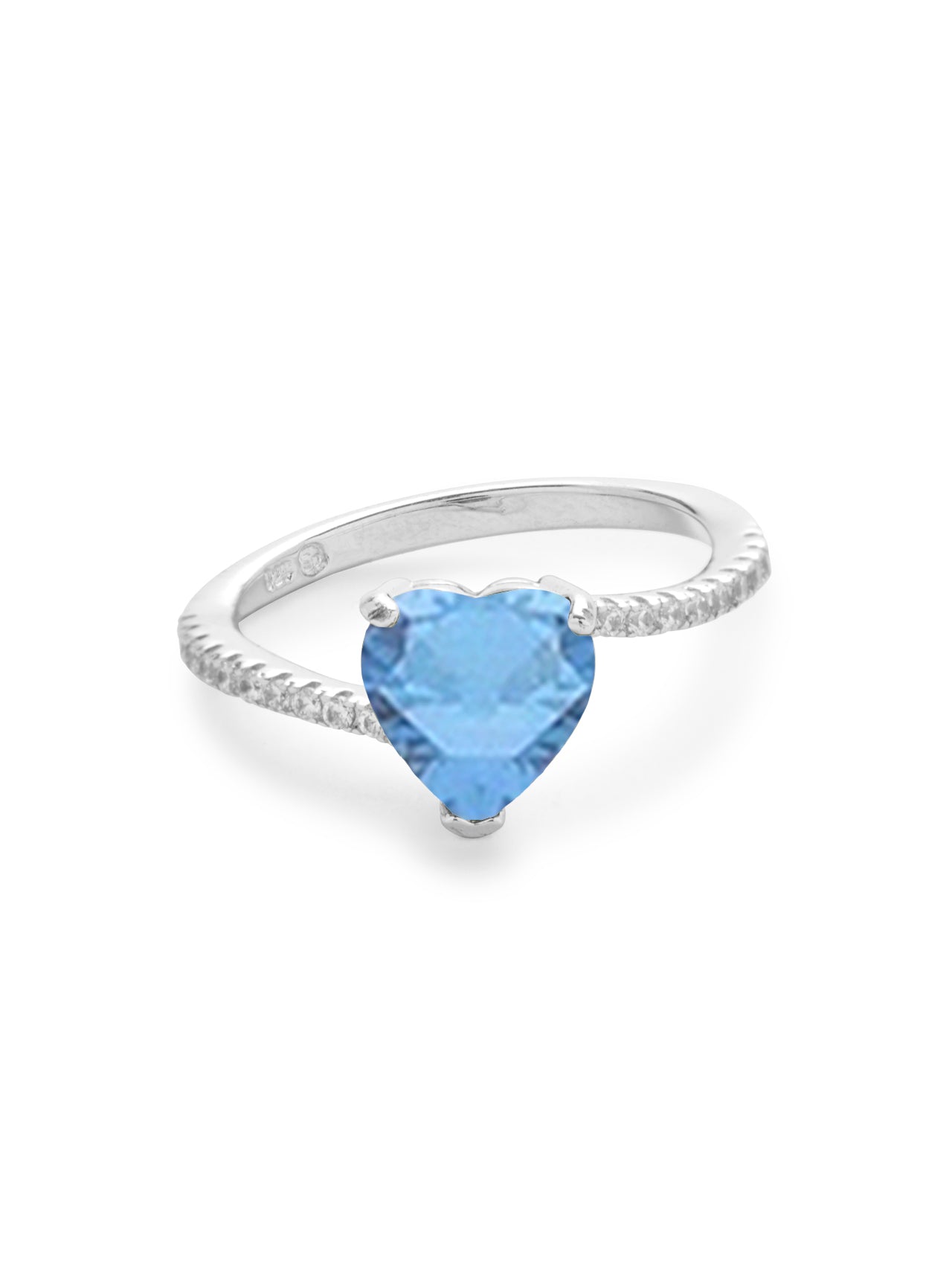  Relativity Silver Asymmetrical Heart Birthstone Ring - Blue-Dec - Bonton