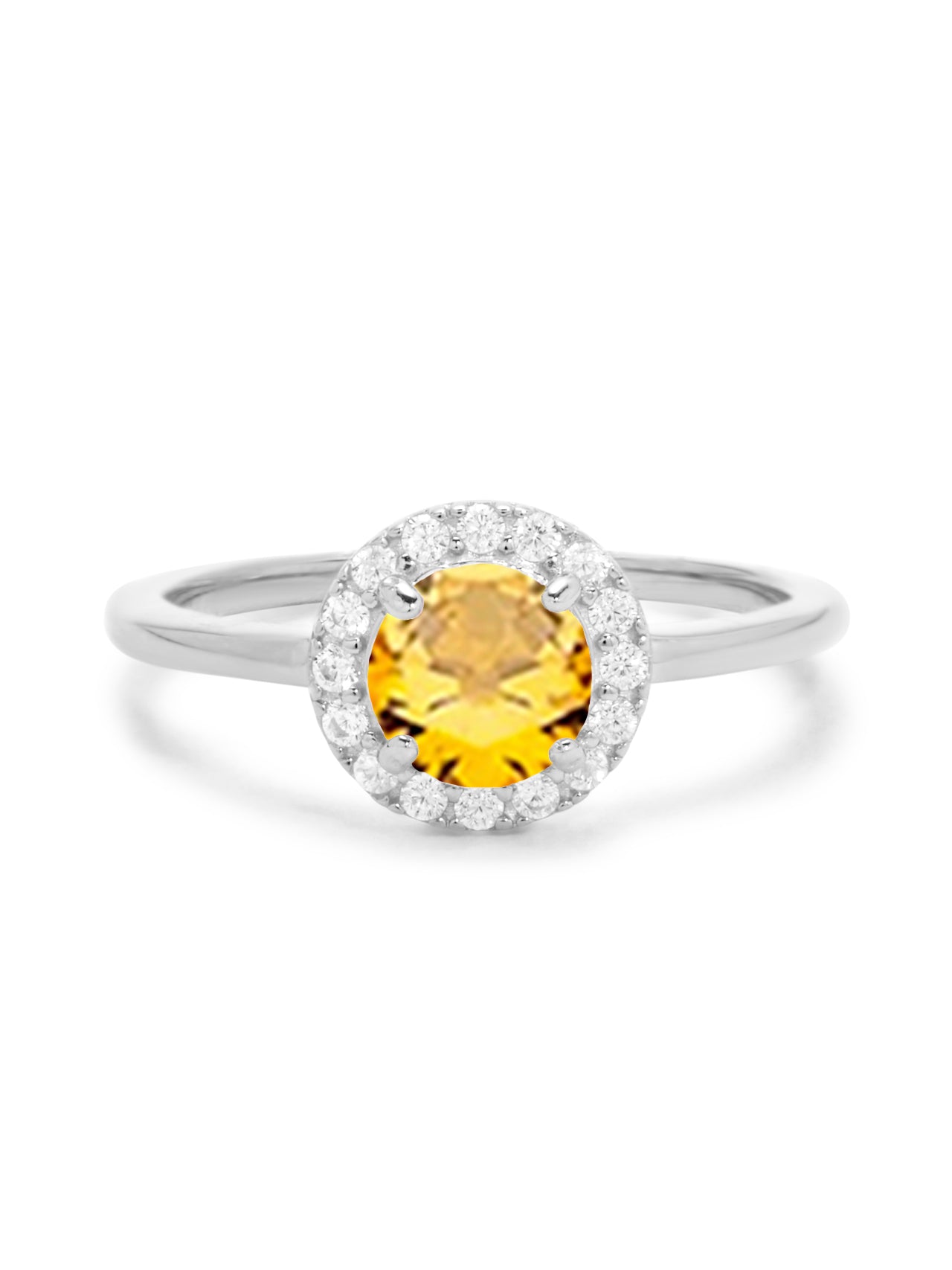  Relativity Silver Birthstone CZ Halo Ring - Yellow-Nov - Bonton