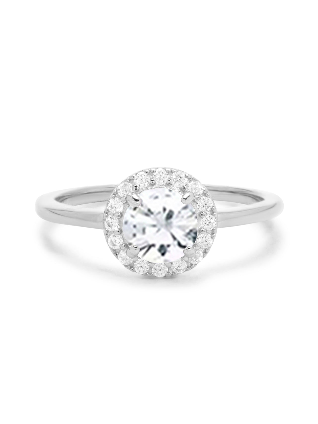  Relativity Silver Birthstone CZ Halo Ring - Clear-April - Bonton