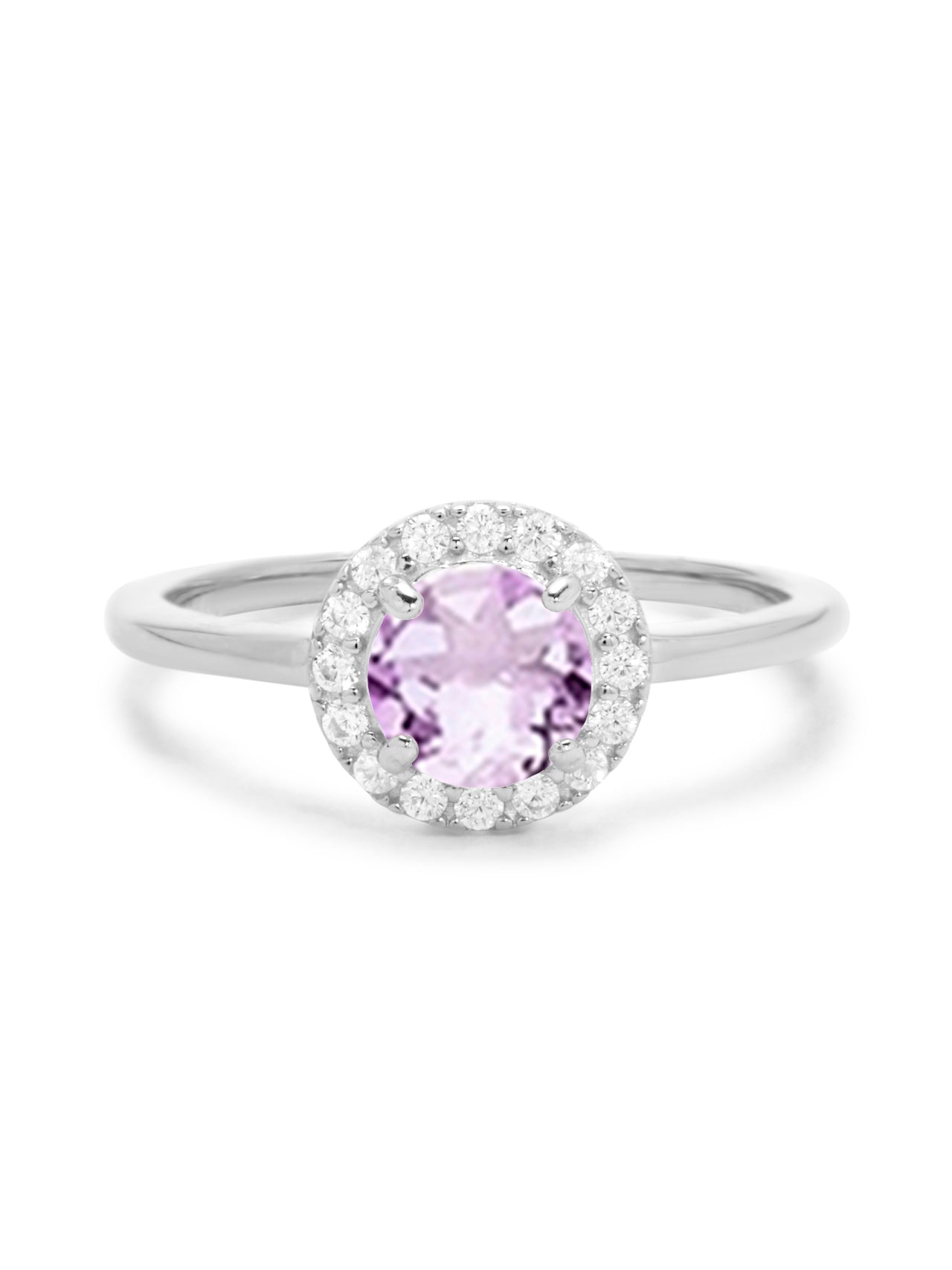  Relativity Silver Birthstone CZ Halo Ring - Violet-June - Bonton