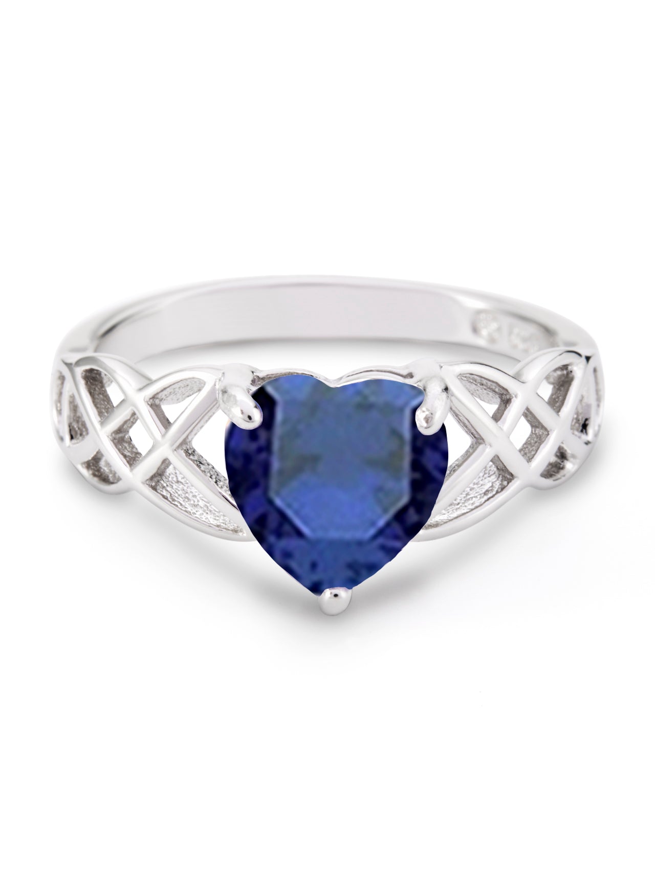  Relativity Silver Heart Birthstone Knot Ring - Royal Blue-Sept - Bonton