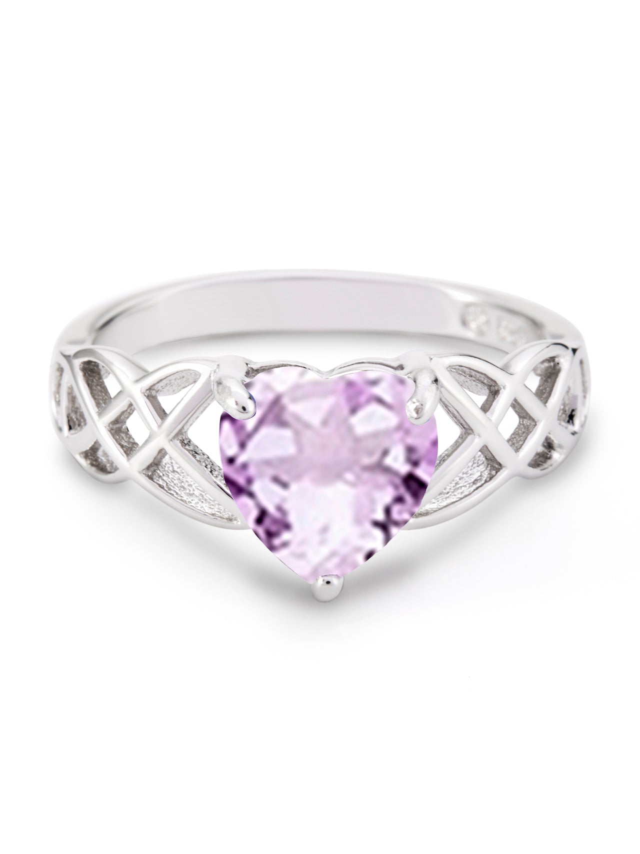  Relativity Silver Heart Birthstone Knot Ring - Violet-June - Bonton