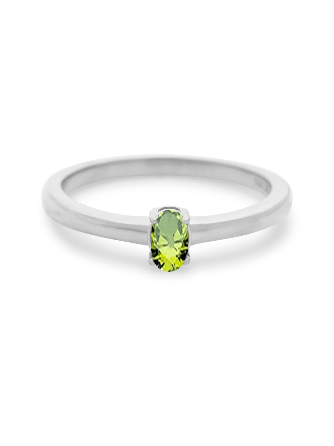  Relativity Silver Petite Oval Birthstone Ring - Light Green-Aug - Bonton