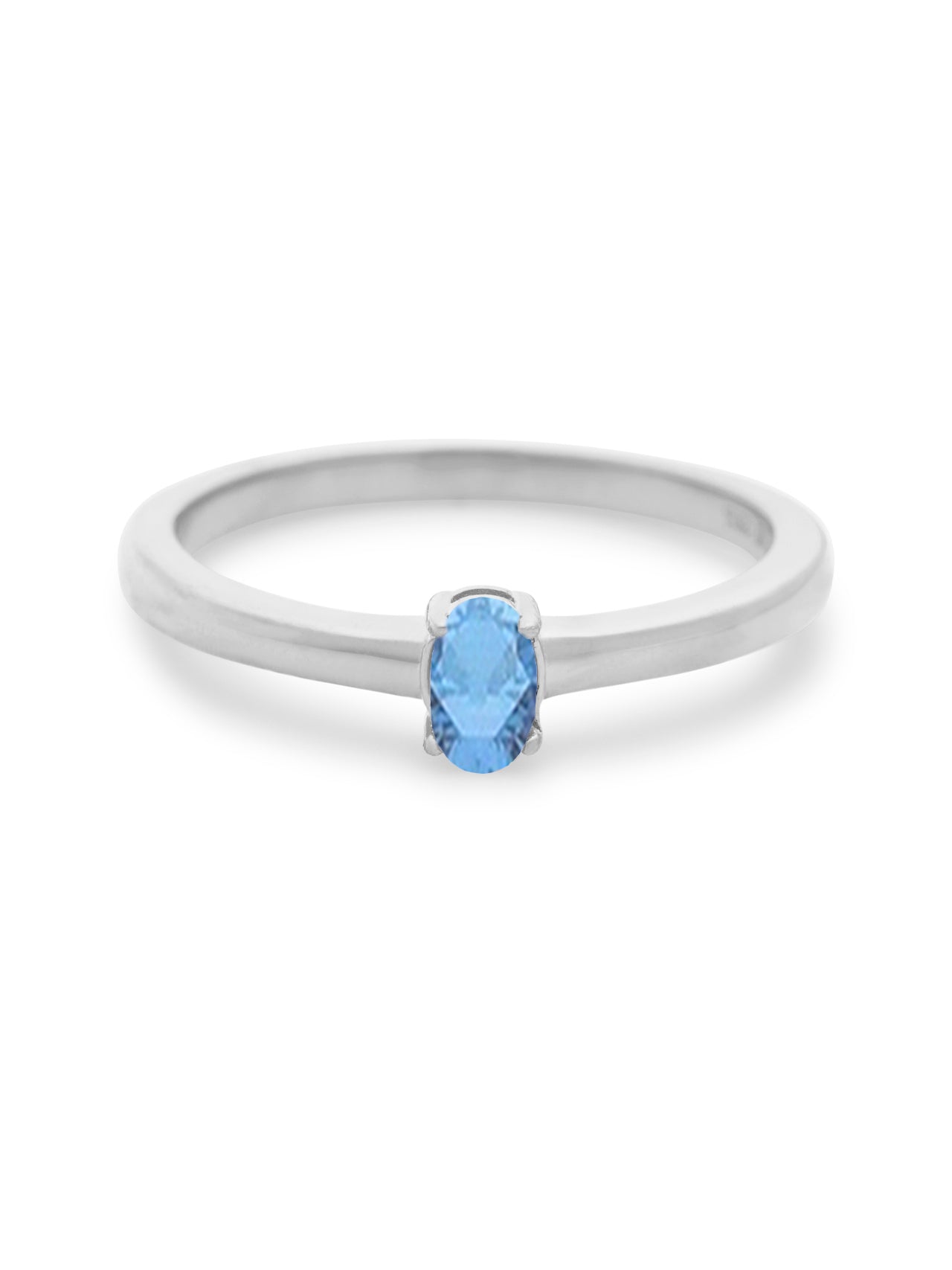  Relativity Silver Petite Oval Birthstone Ring - Blue-Dec - Bonton